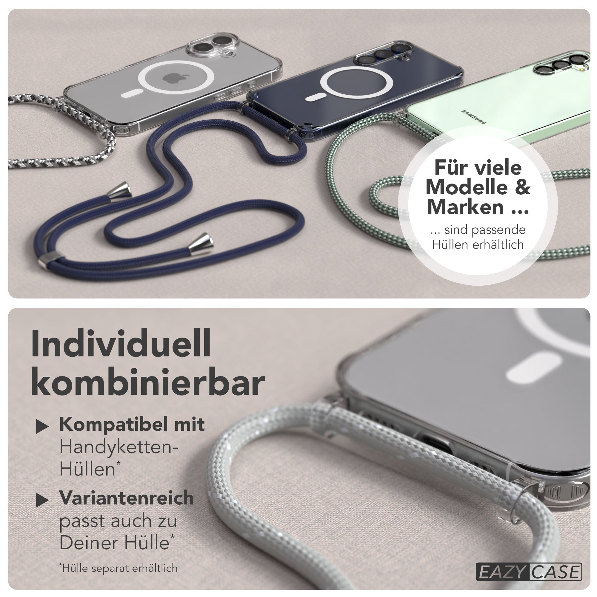 Universal Handykette einzeln verstellbar mit abnehmbaren Endstücken EAZY CASE 