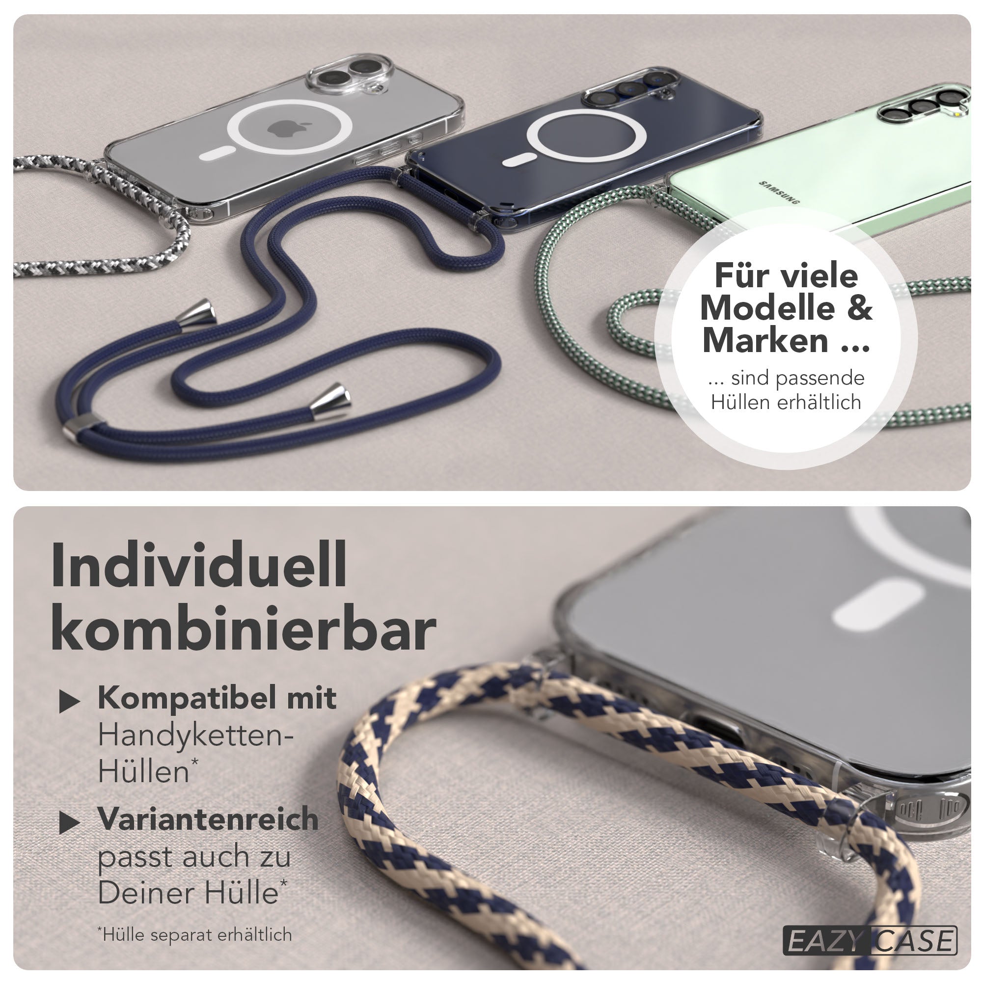 Universal Handykette einzeln verstellbar mit abnehmbaren Endstücken EAZY CASE 