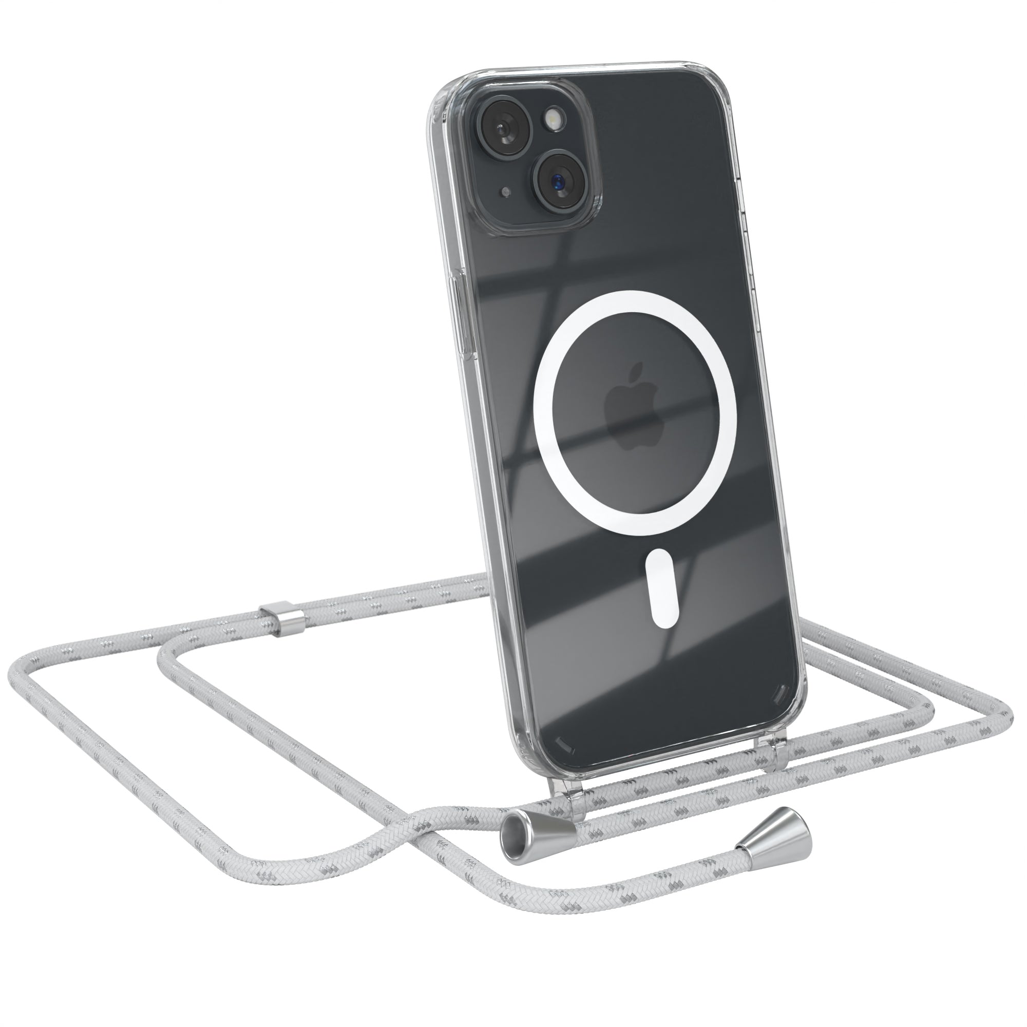 iPhone 15 Plus transparente Hülle + Kordel mit MagSafe