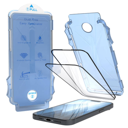 Apple iPhone 15 Glasfolie Set mit Installationsrahmen und Kameraschutz