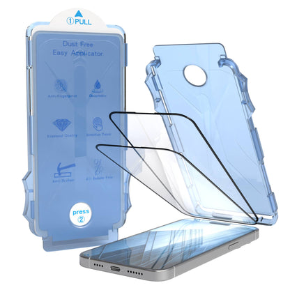iPhone 15 Pro Max Schutzfolie Set mit Installationsrahmen und Kameraschutz