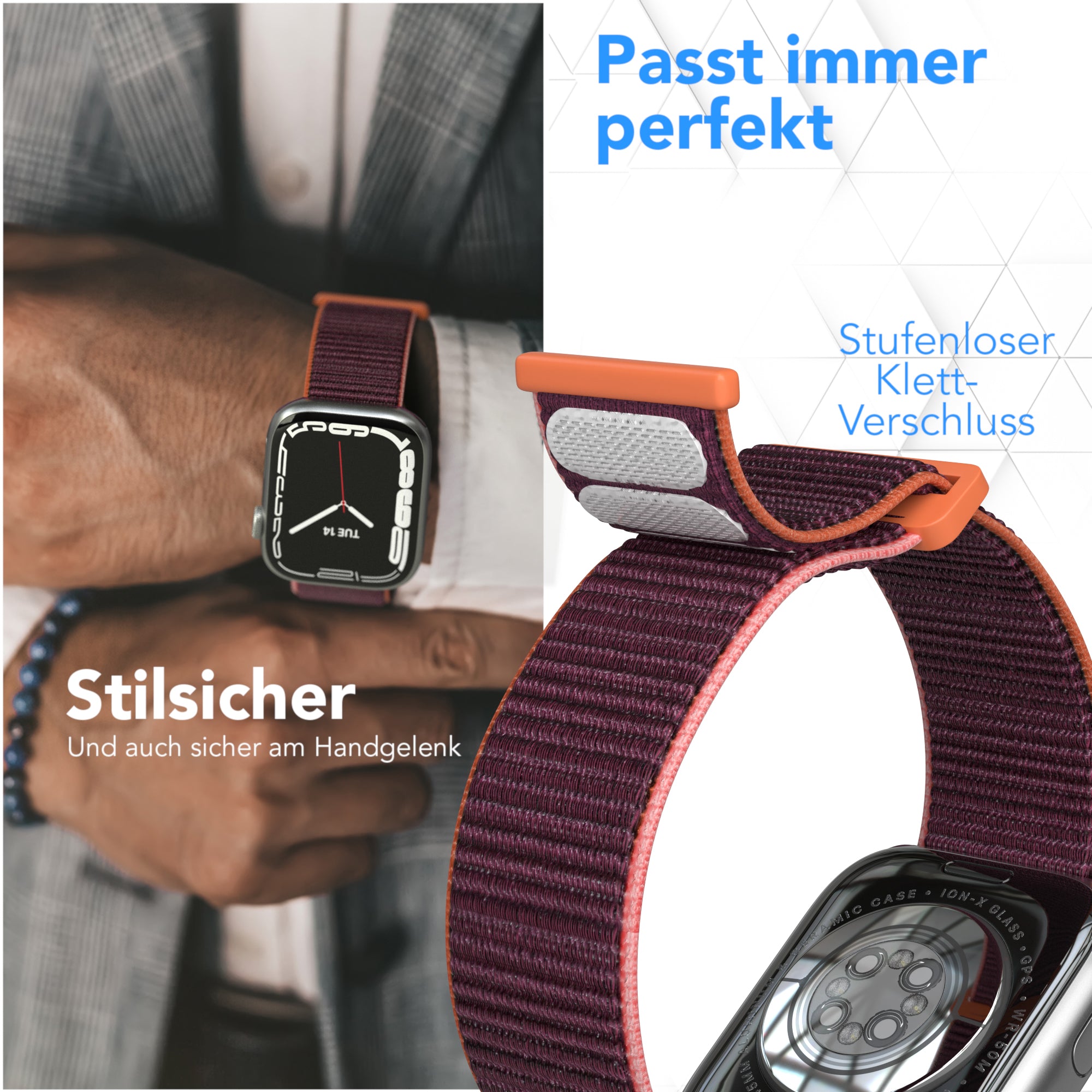 Apple Watch Nylon Armband mit Klettverschluss EAZY CASE Sport Loop 