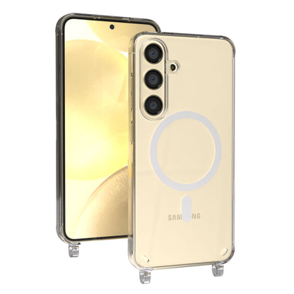 Samsung Galaxy S24 transparente Hülle mit MagSafe Magnetring und Handyketten Ösen