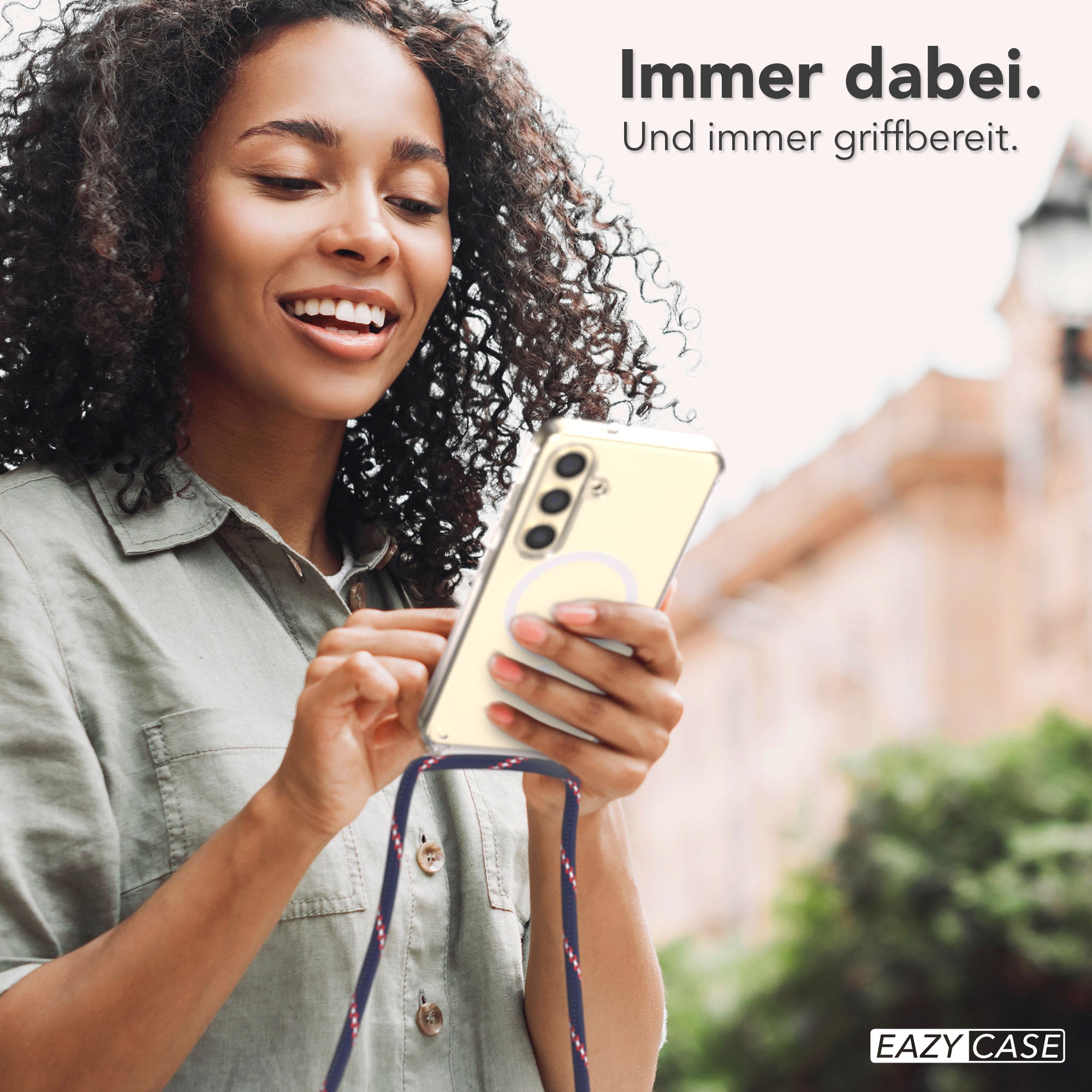 Samsung Galaxy S24 transparente Hülle mit MagSafe Magnetring und Handyketten Ösen