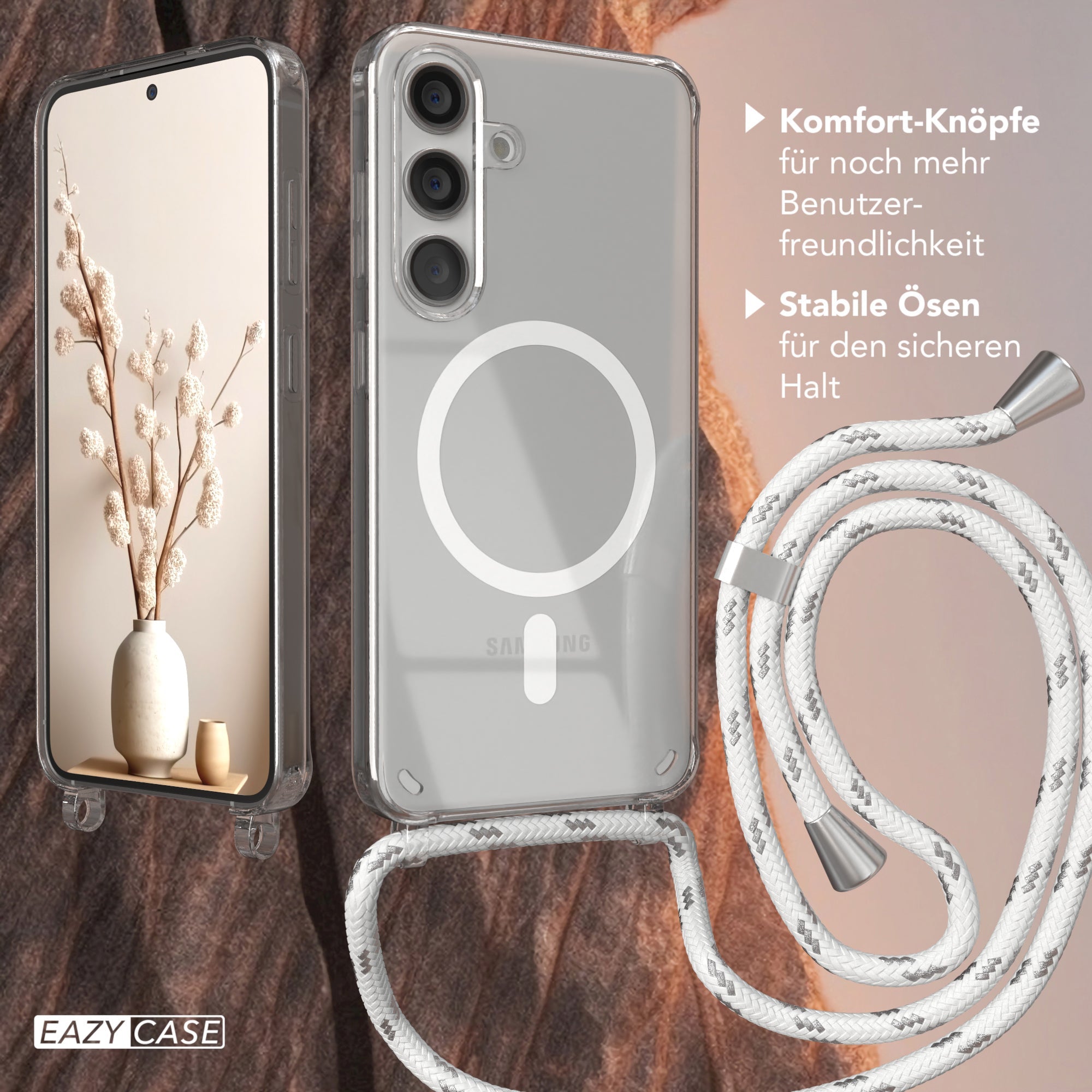 Galaxy S24 transparente Hülle + Kordel mit MagSafe