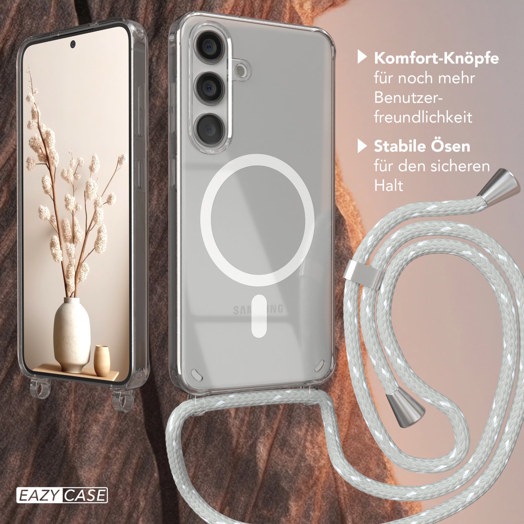Galaxy S24 transparente Hülle + Kordel mit MagSafe