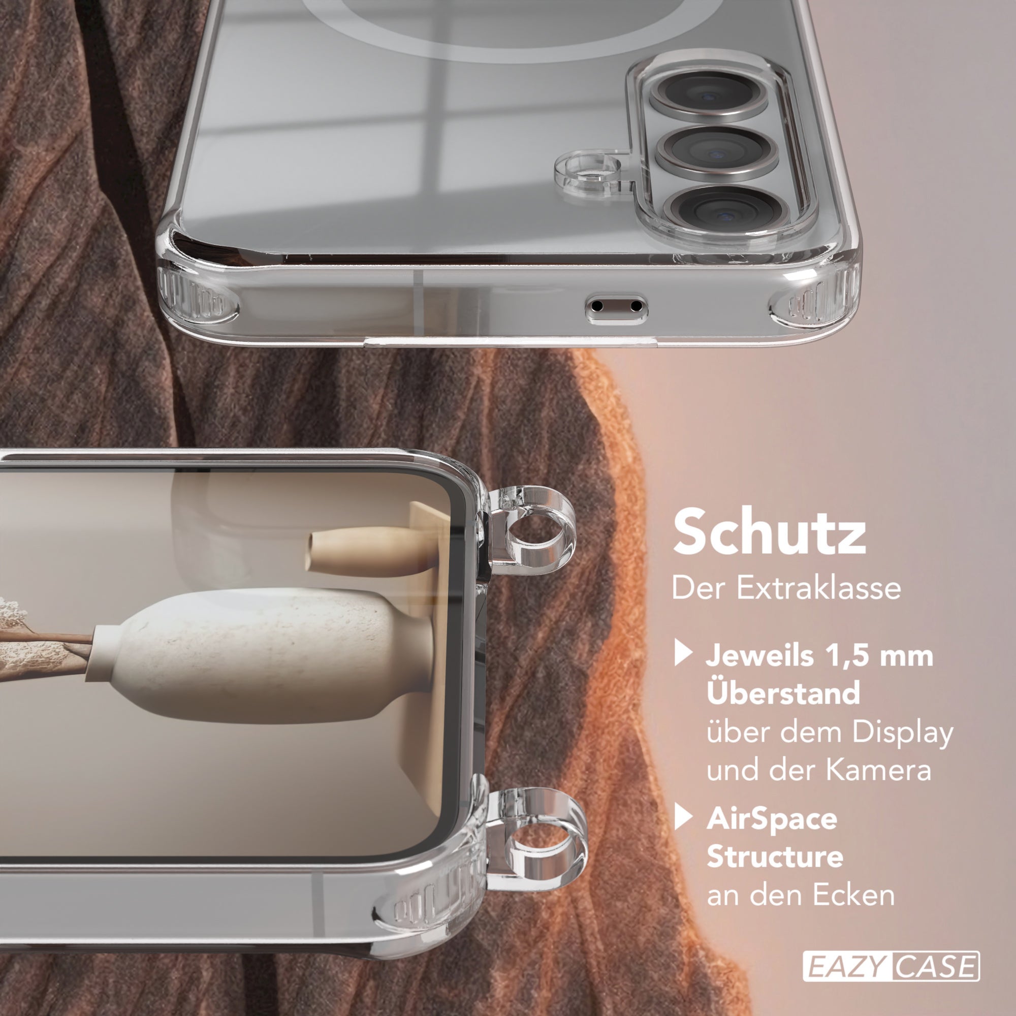Galaxy S24 transparente Hülle + Kordel mit MagSafe