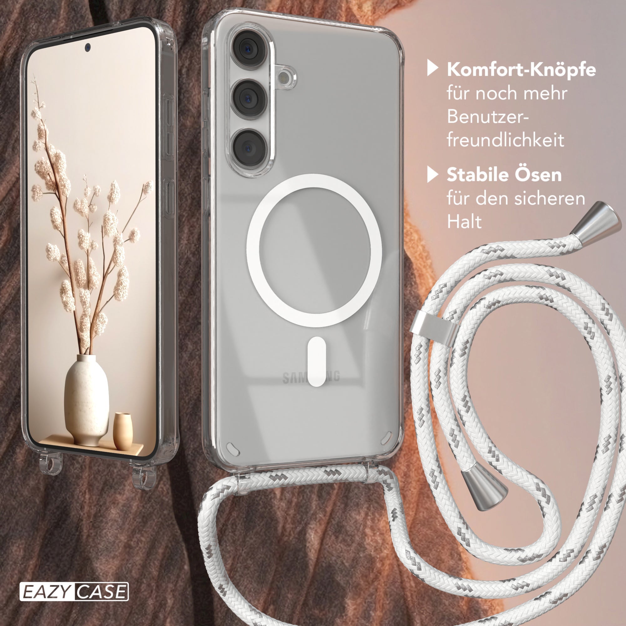 Galaxy S24 Plus transparente Hülle + Kordel mit MagSafe