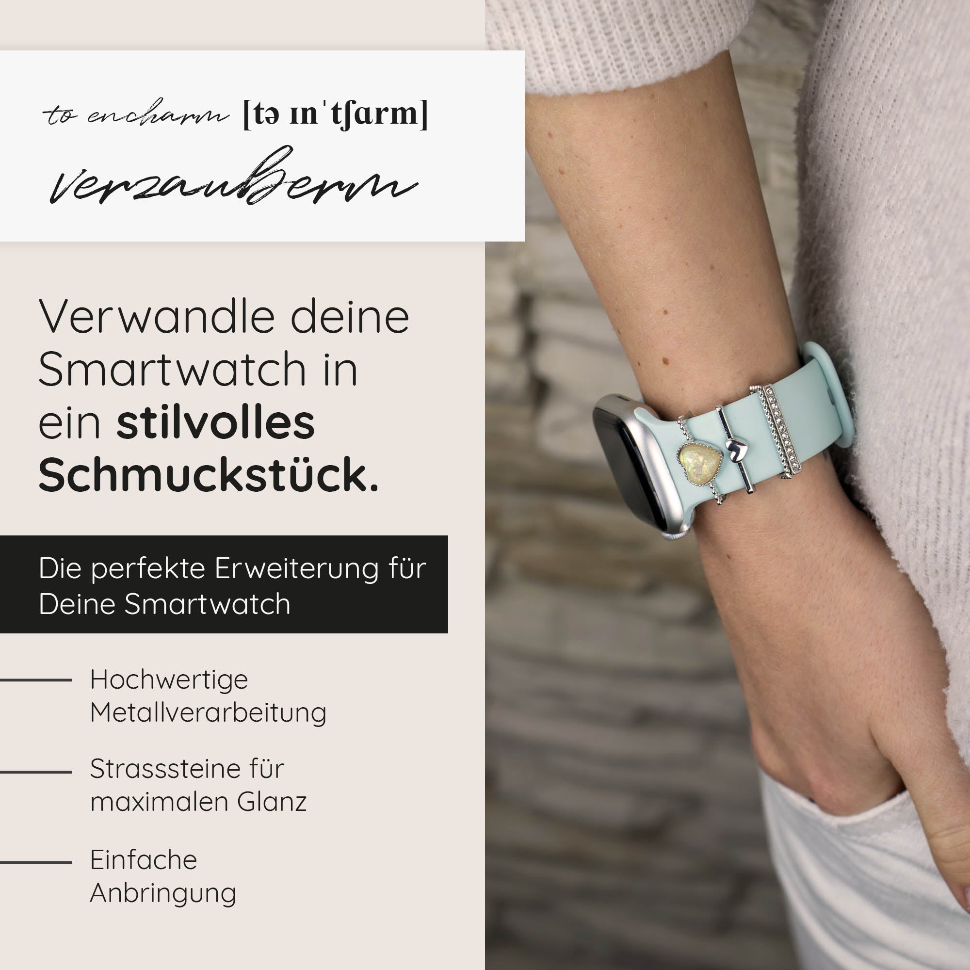 Apple Watch Charms Set verschiebbar Metall Anhänger Schmuckzubehör 