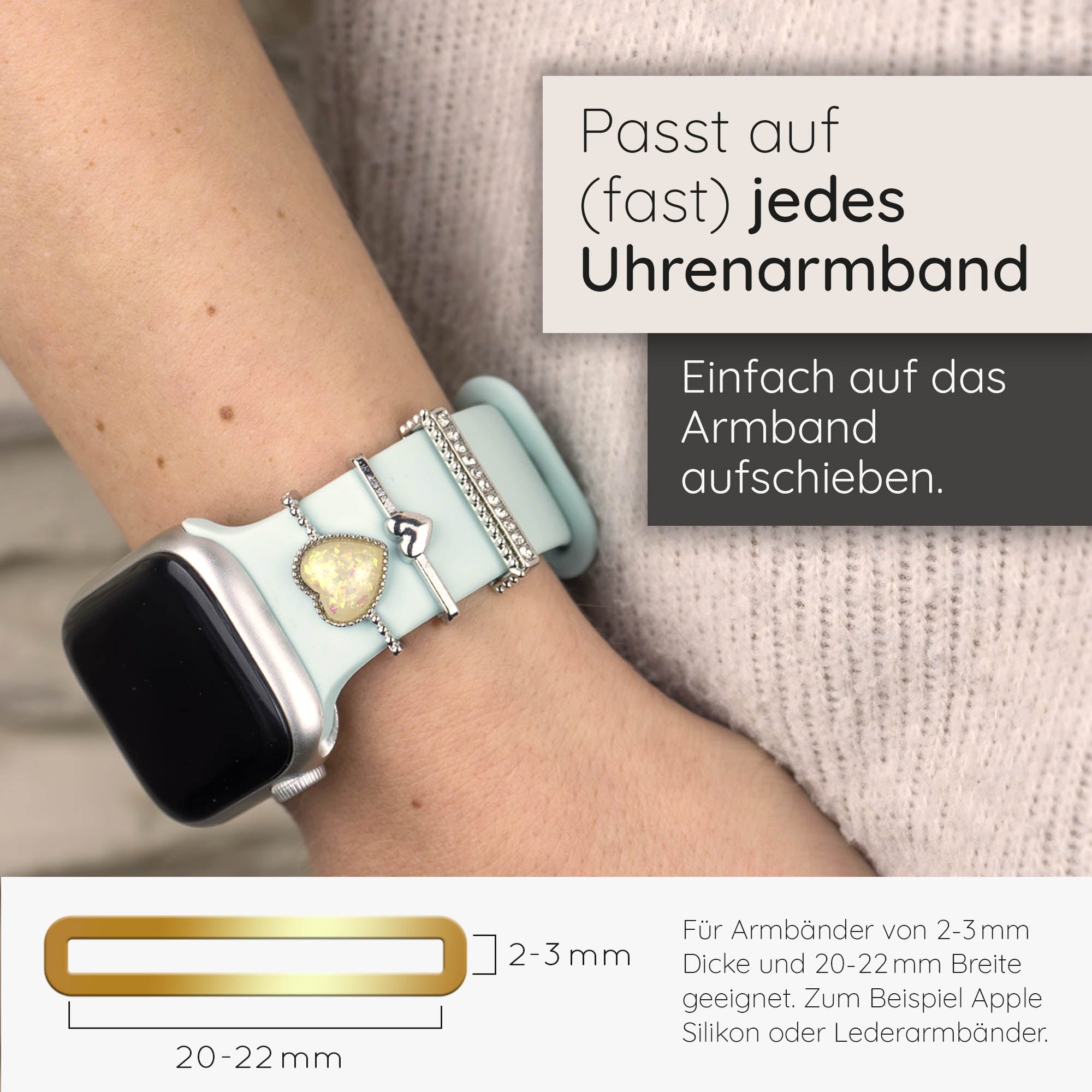 Apple Watch Charms Set verschiebbar Metall Anhänger Schmuckzubehör 