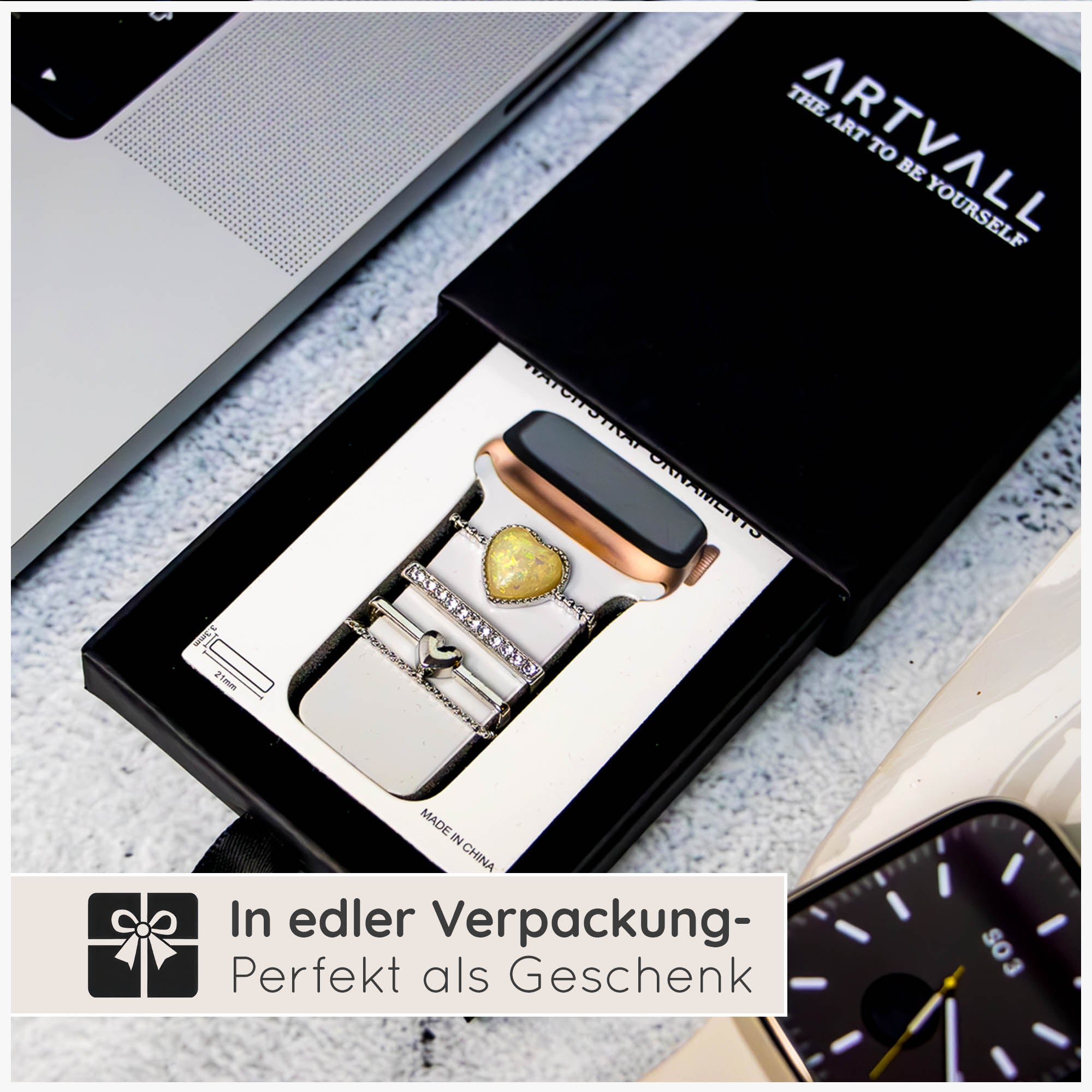 Apple Watch Charms Set verschiebbar Metall Anhänger Schmuckzubehör 