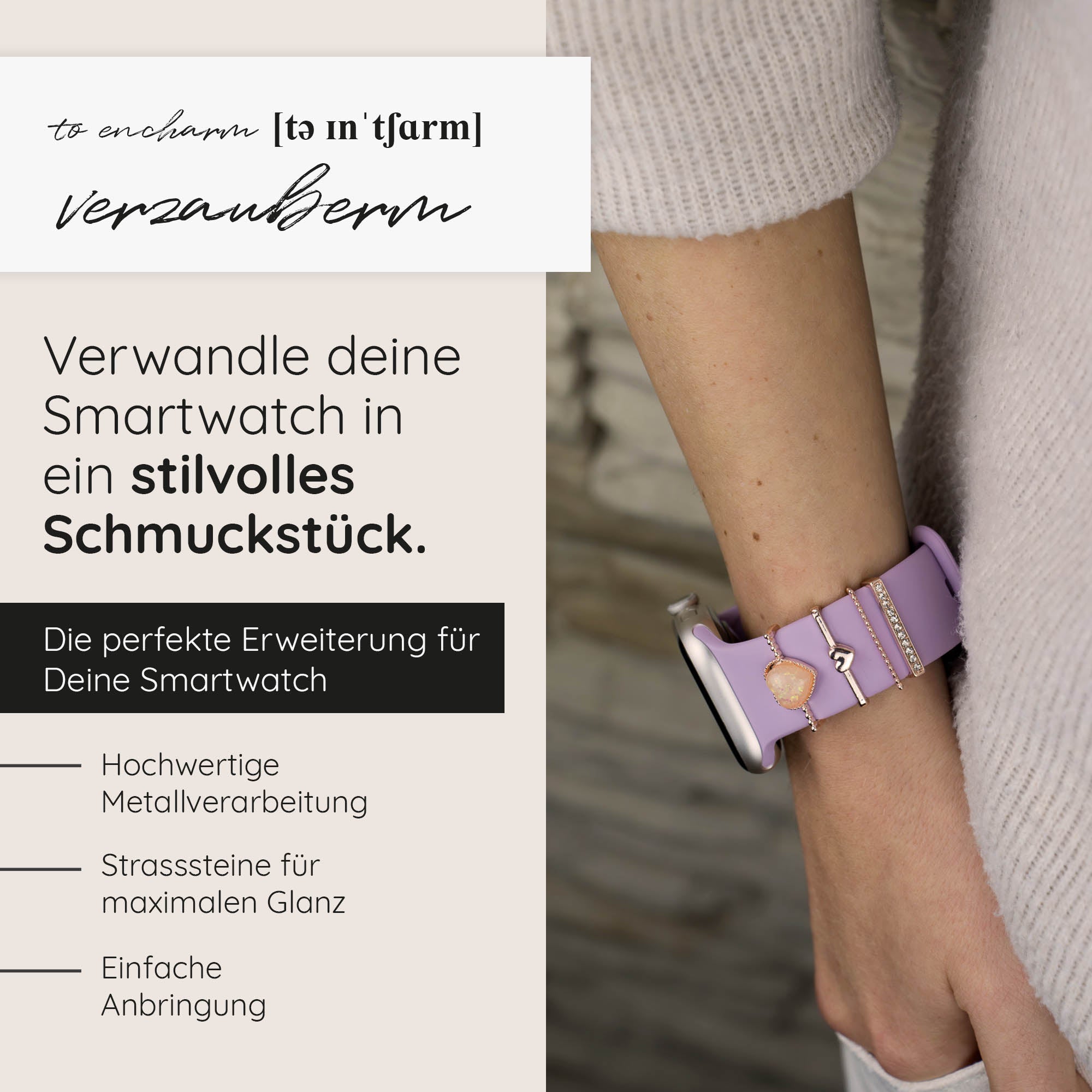 Apple Watch Charms Set verschiebbar Metall Anhänger Schmuckzubehör 