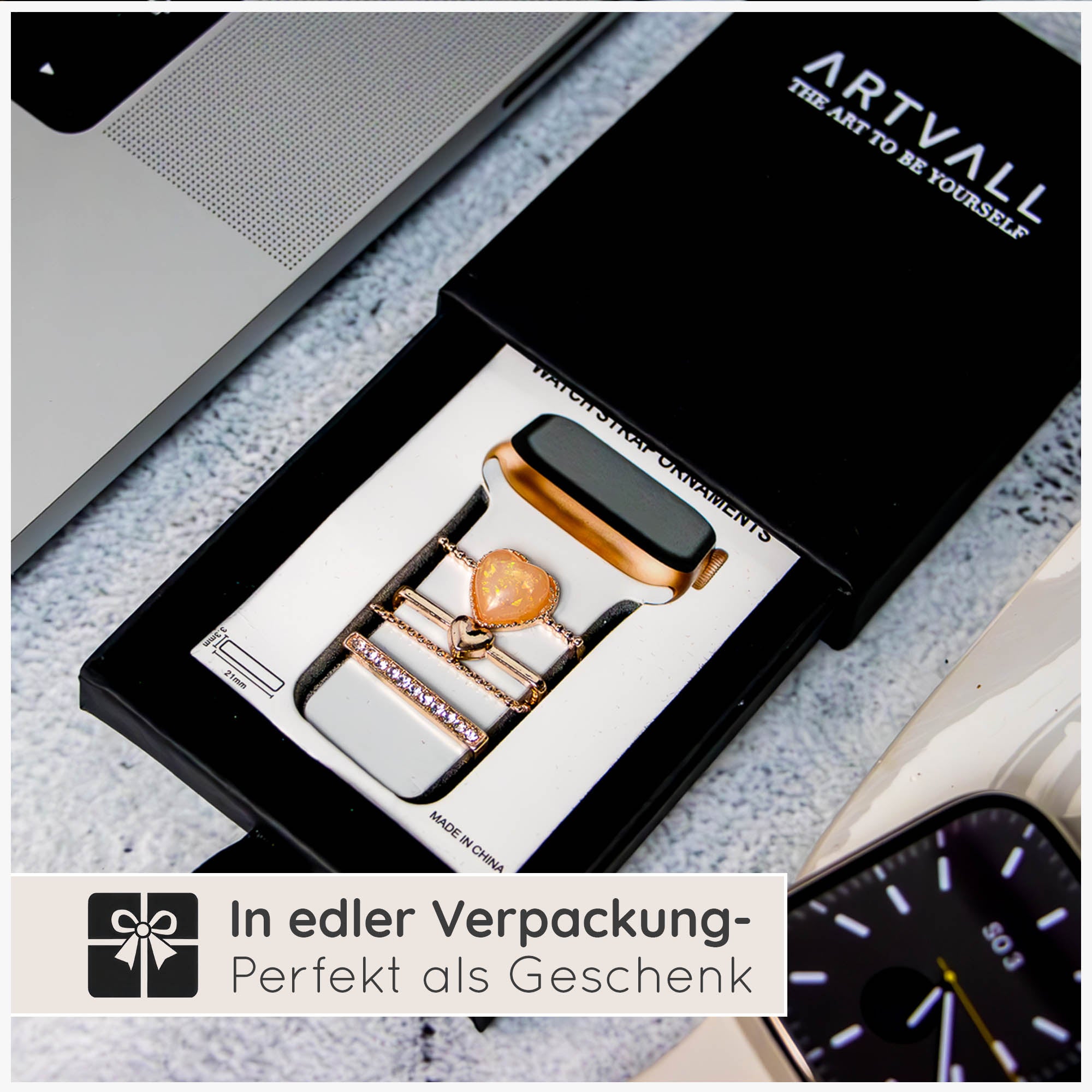 Apple Watch Charms Set verschiebbar Metall Anhänger Schmuckzubehör 