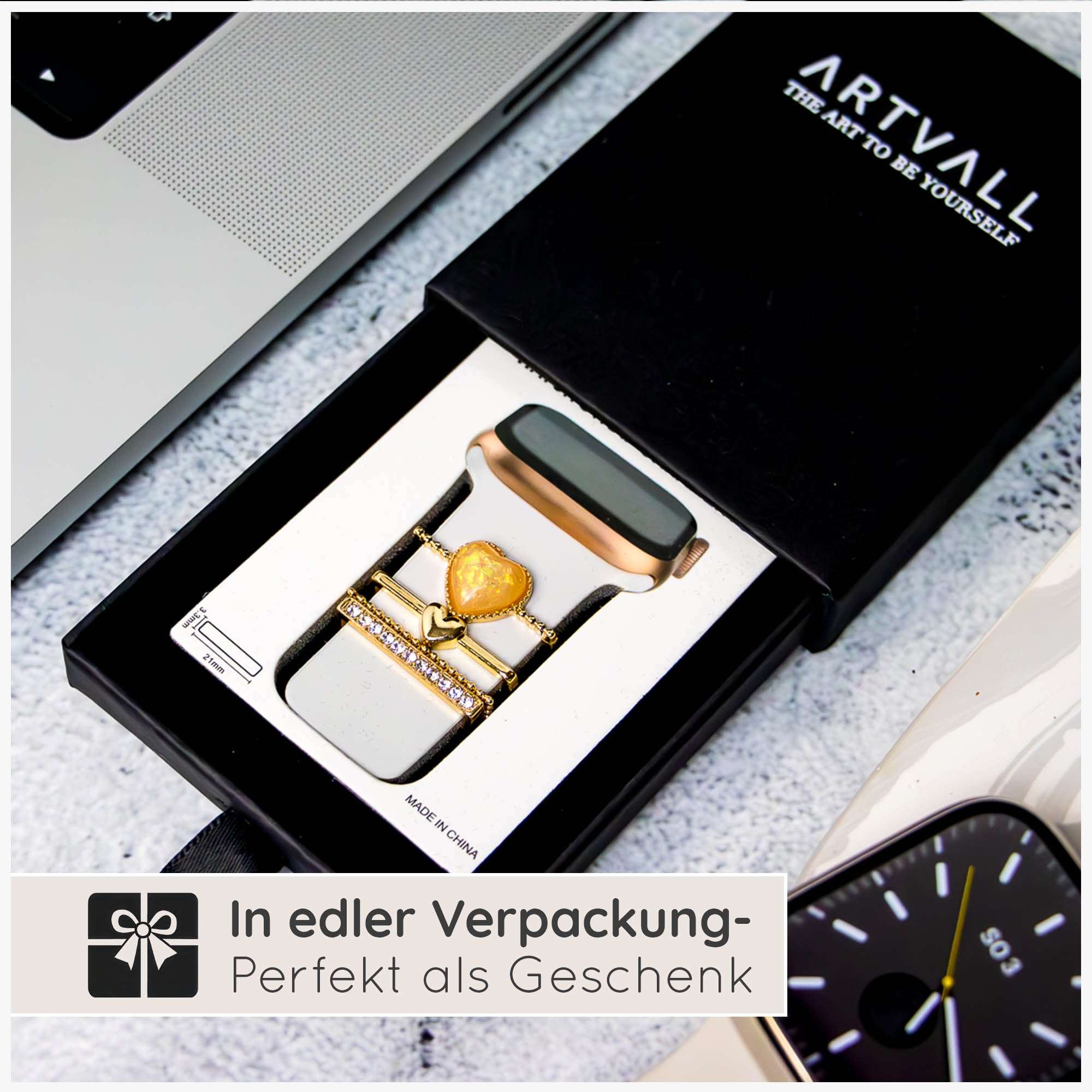 Apple Watch Charms Set verschiebbar Metall Anhänger Schmuckzubehör 