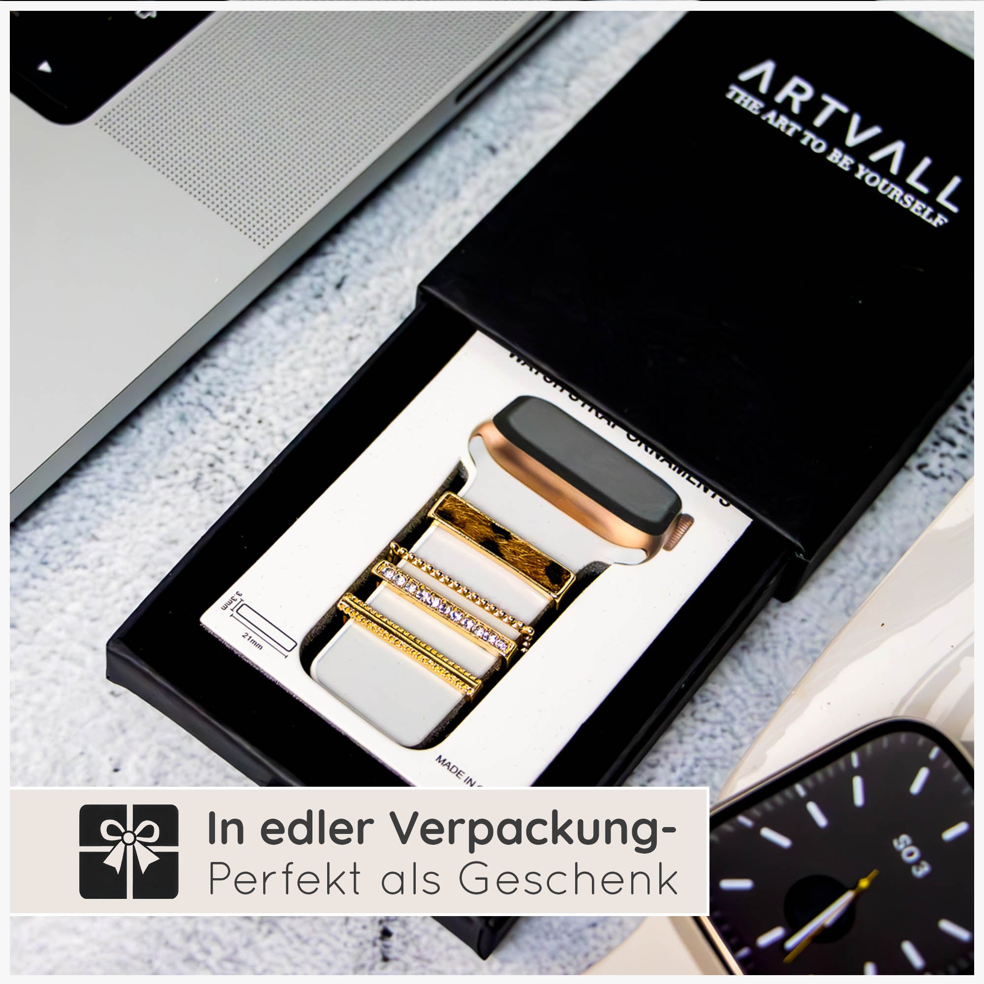 Apple Watch Charms Set verschiebbar Metall Anhänger Schmuckzubehör 