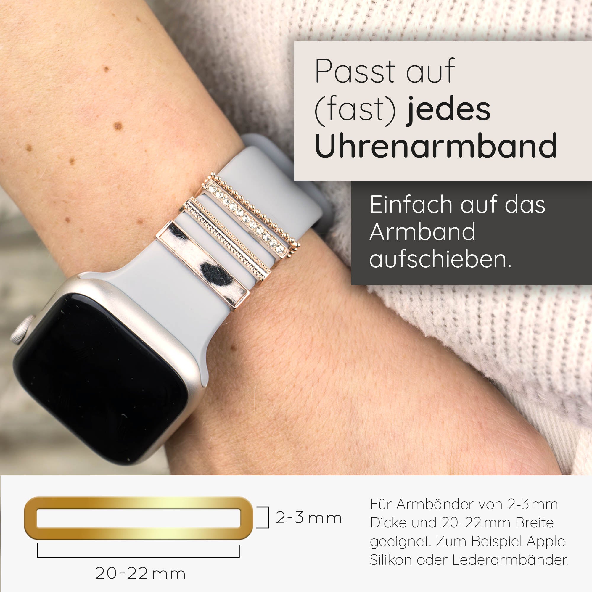 Apple Watch Charms Set verschiebbar Metall Anhänger Schmuckzubehör 