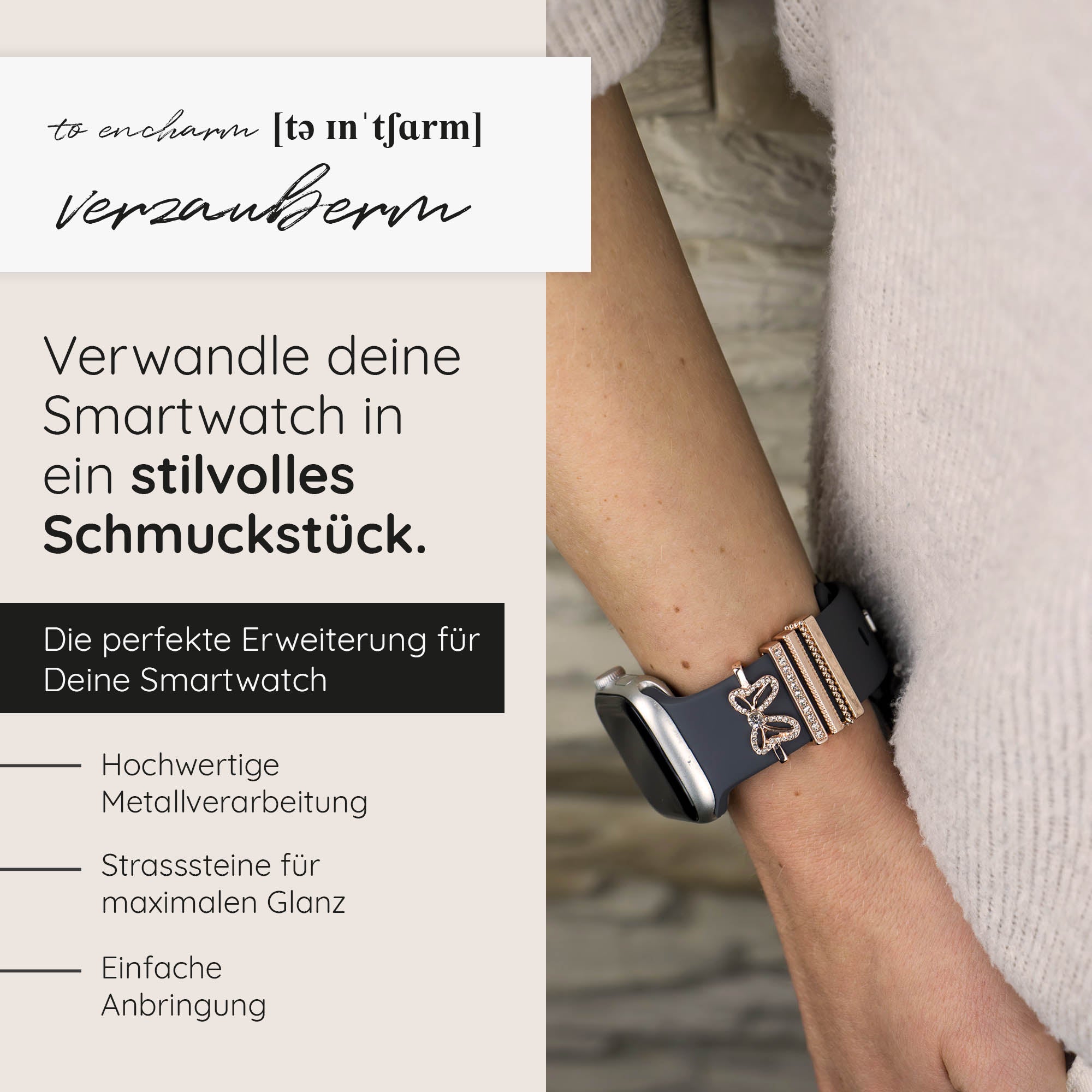 Apple Watch Charms Set verschiebbar Metall Anhänger Schmuckzubehör 