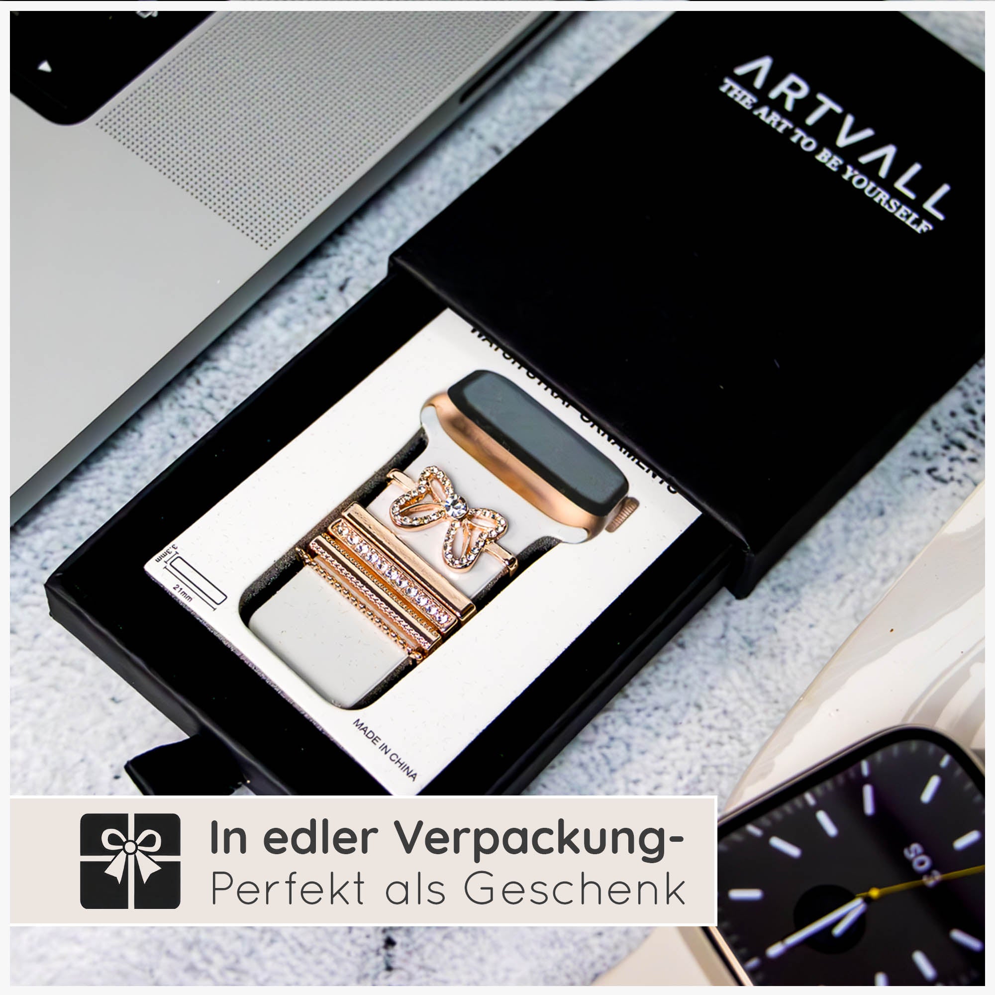 Apple Watch Charms Set verschiebbar Metall Anhänger Schmuckzubehör 