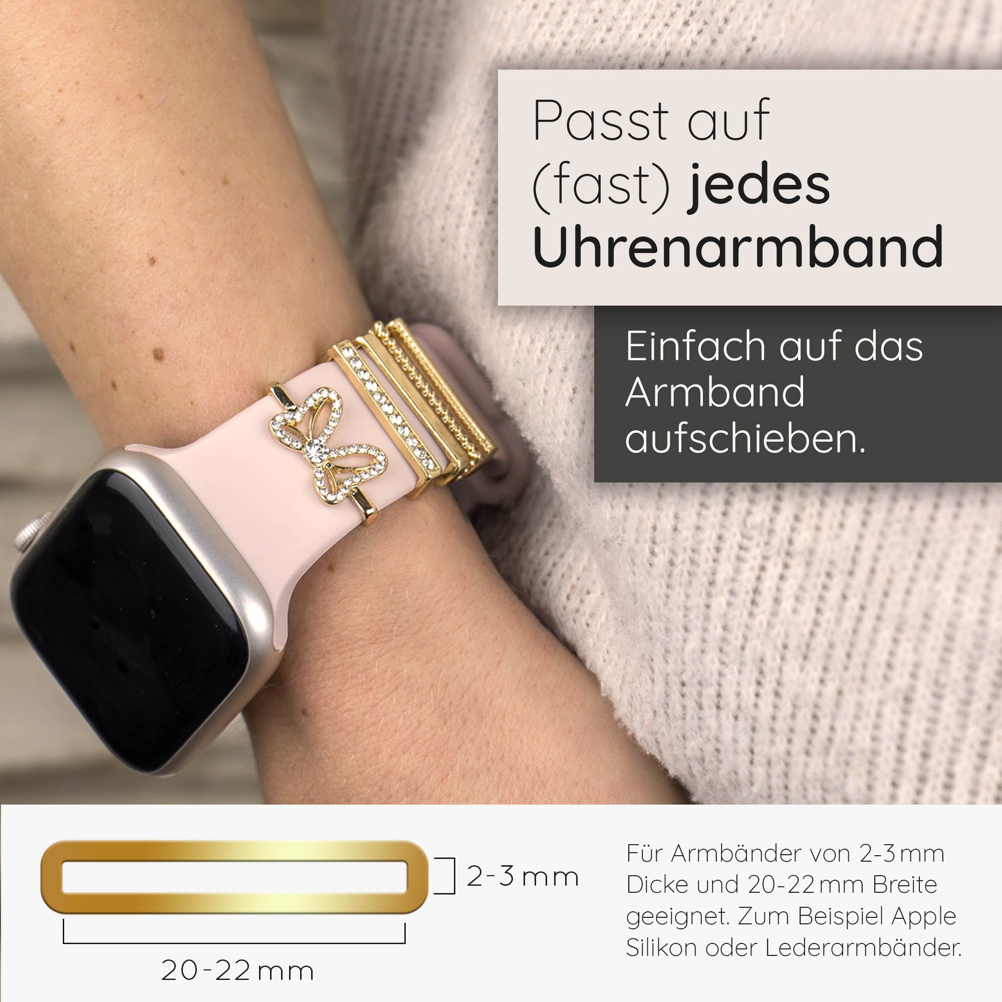 Apple Watch Charms Set verschiebbar Metall Anhänger Schmuckzubehör 