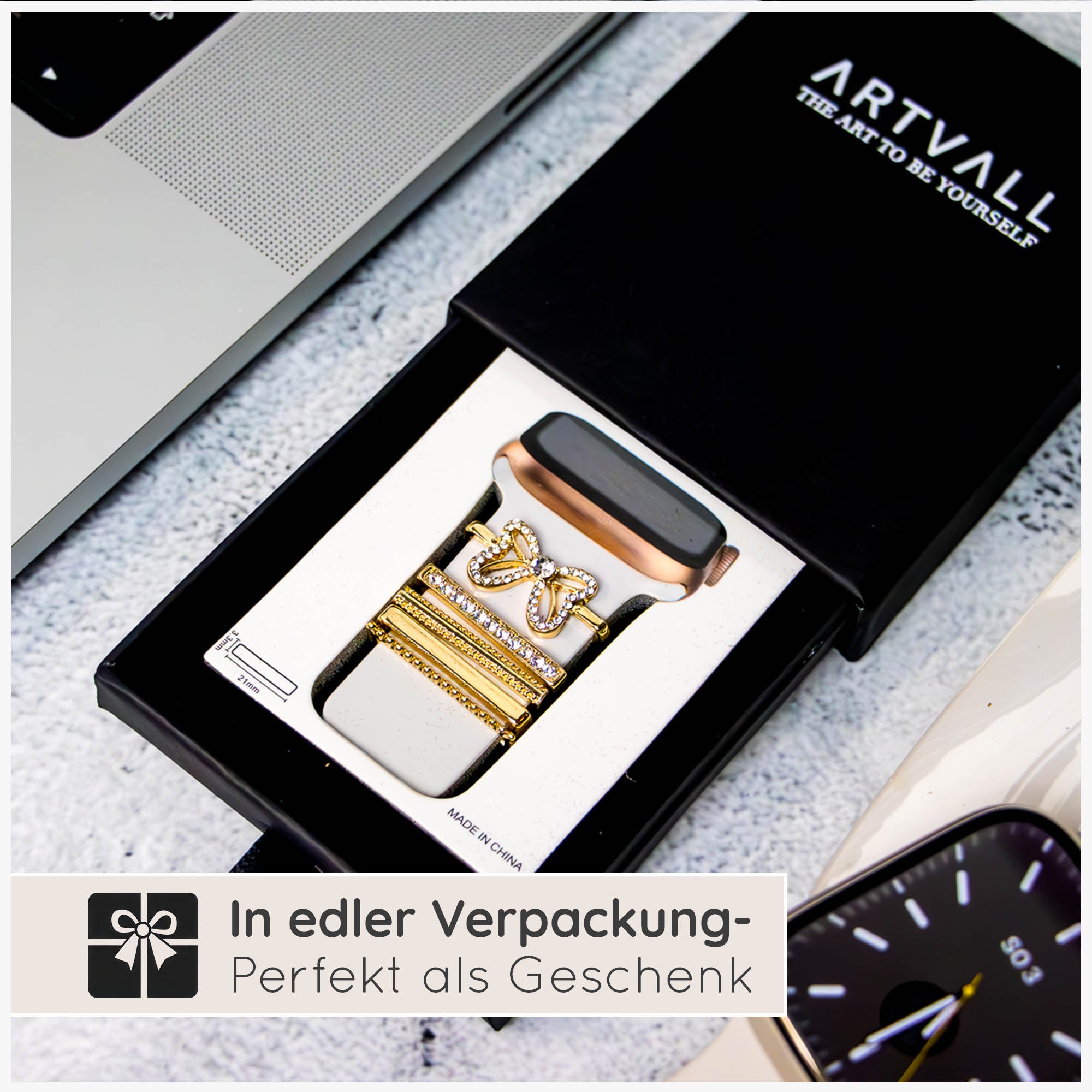 Apple Watch Charms Set verschiebbar Metall Anhänger Schmuckzubehör 