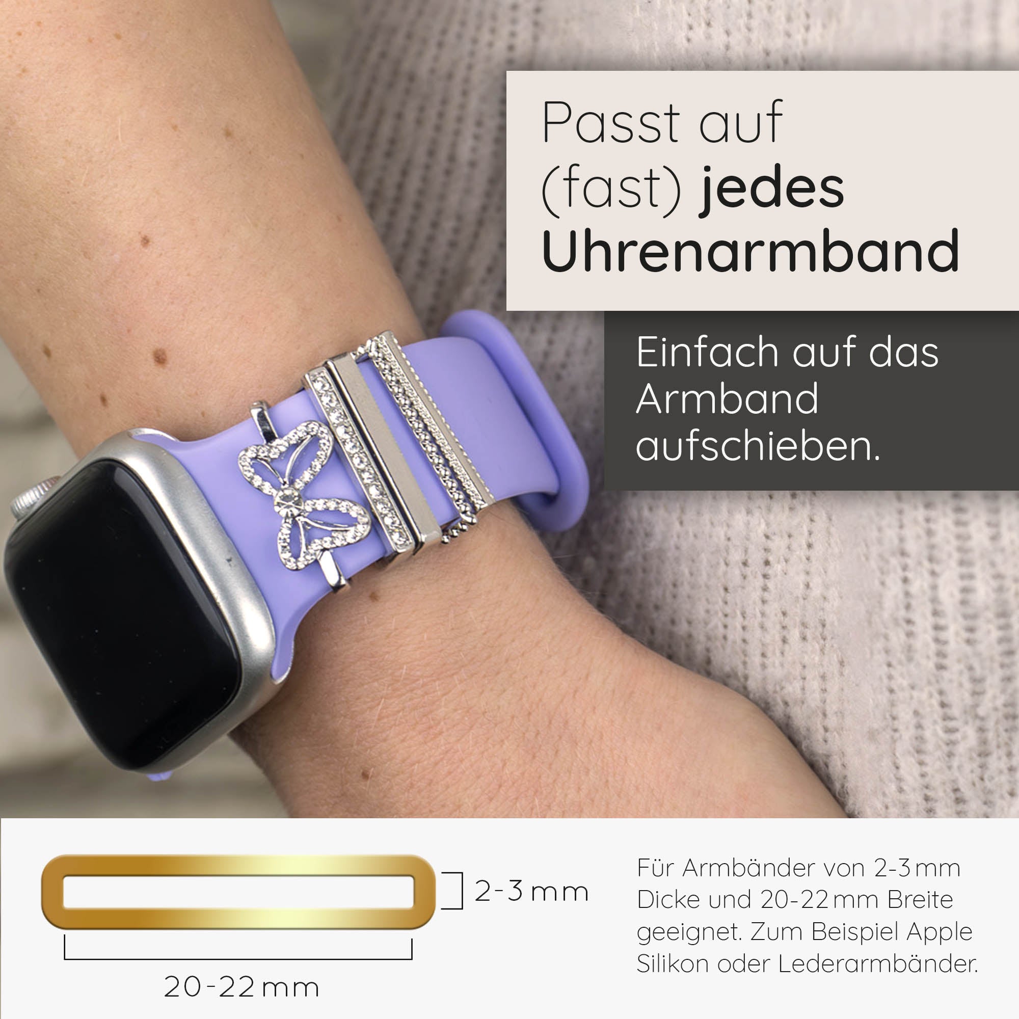 Apple Watch Charms Set verschiebbar Metall Anhänger Schmuckzubehör 