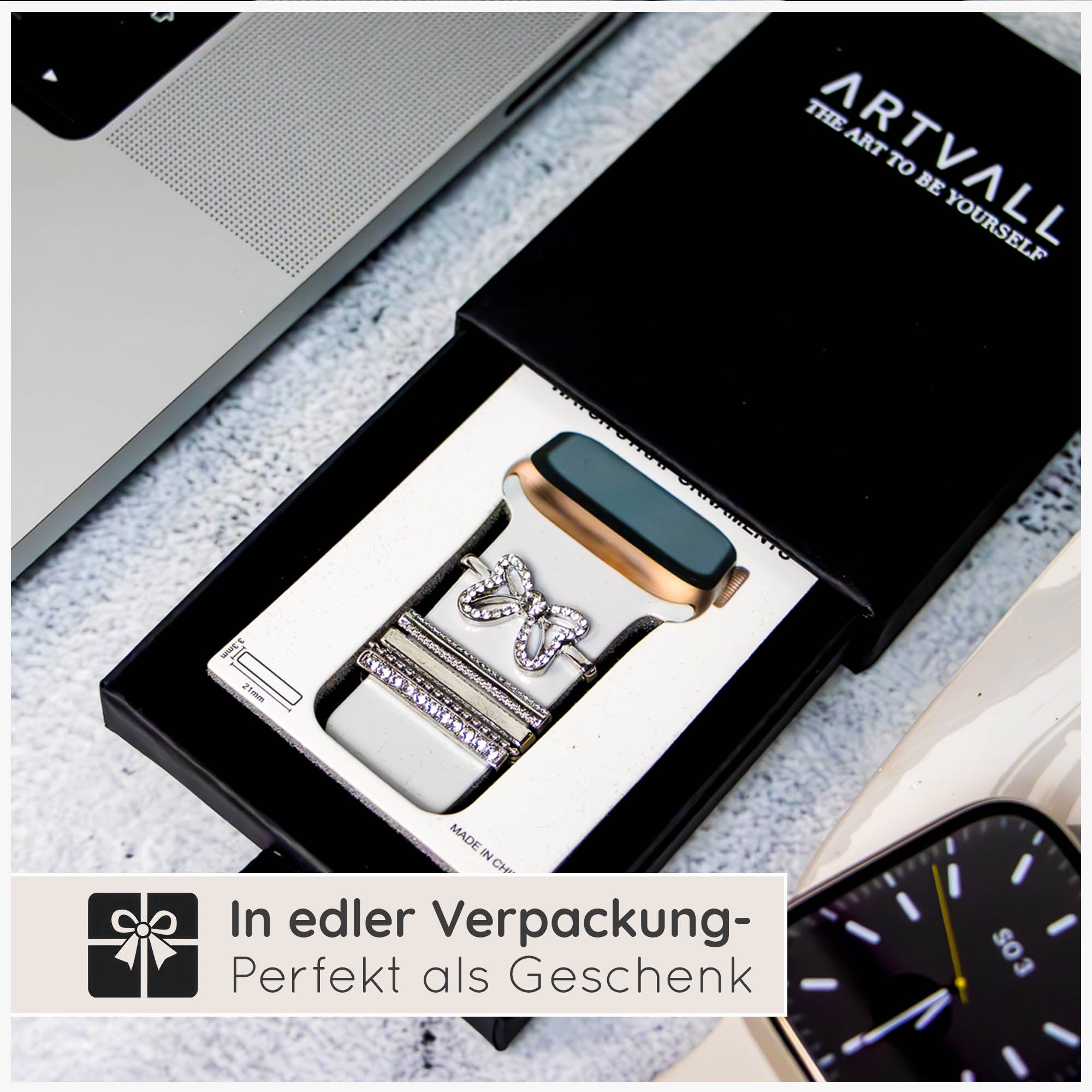 Apple Watch Charms Set verschiebbar Metall Anhänger Schmuckzubehör 