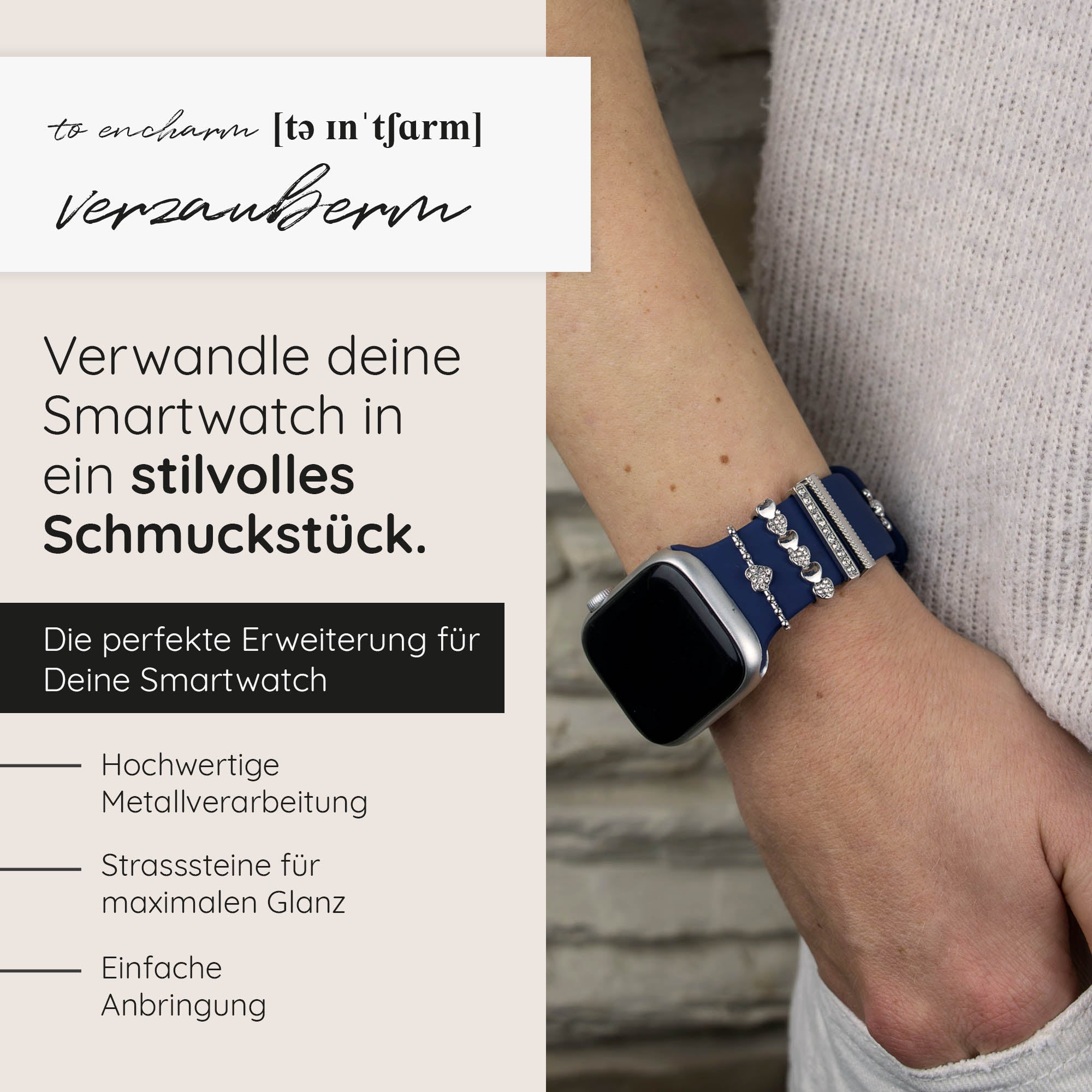 Apple Watch Charms Set verschiebbar Metall Anhänger Schmuckzubehör 