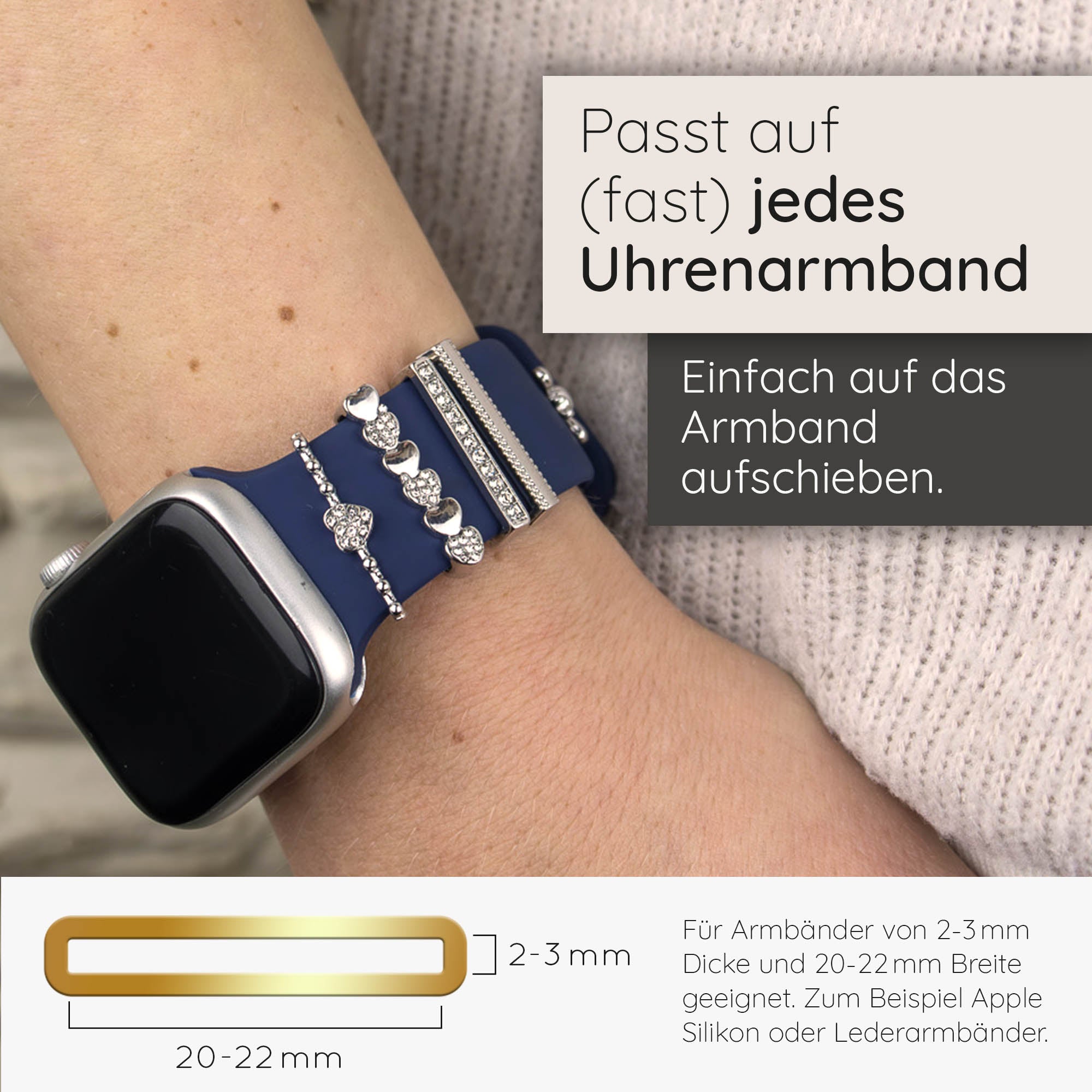 Apple Watch Charms Set verschiebbar Metall Anhänger Schmuckzubehör 
