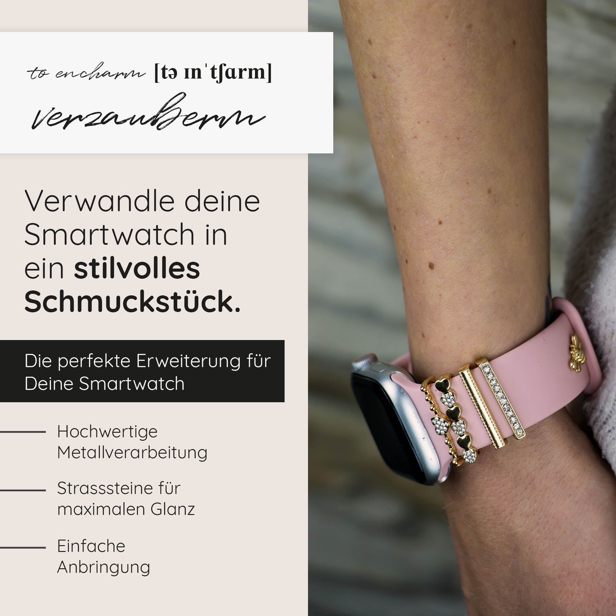 Apple Watch Charms Set verschiebbar Metall Anhänger Schmuckzubehör 