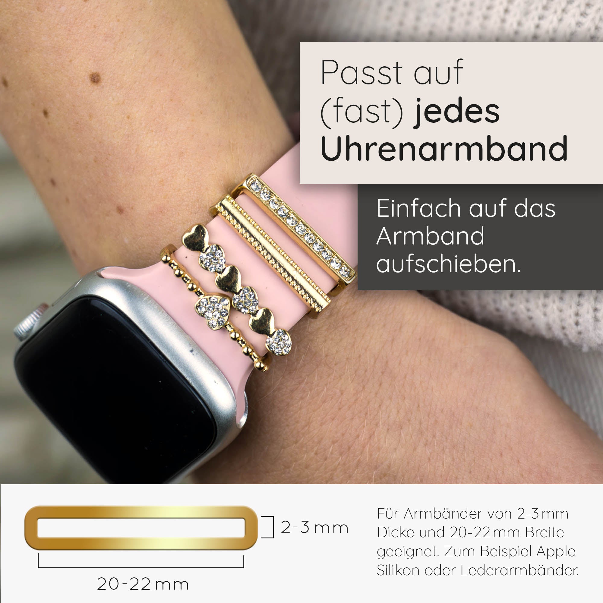 Apple Watch Charms Set verschiebbar Metall Anhänger Schmuckzubehör 