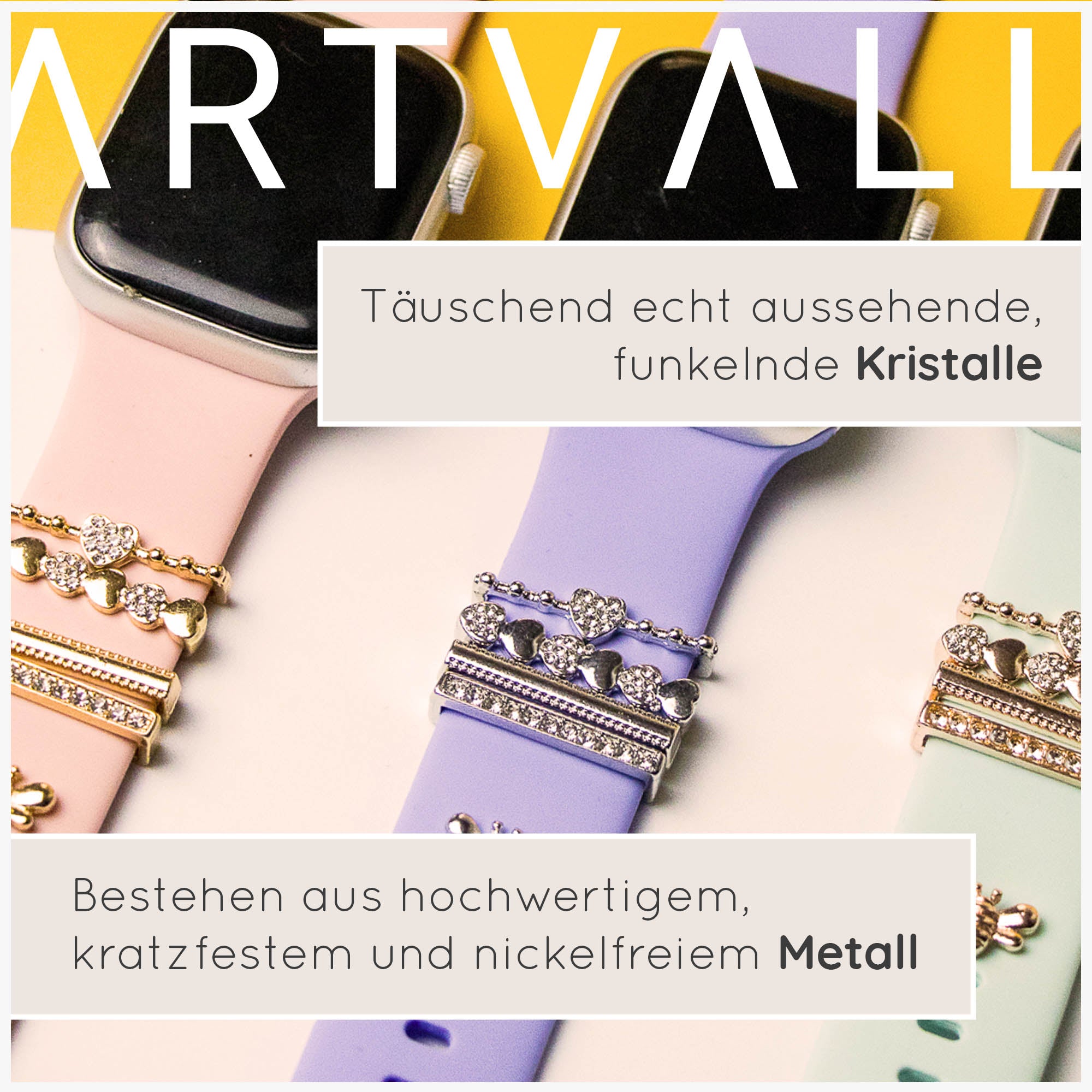 Apple Watch Charms Set verschiebbar Metall Anhänger Schmuckzubehör 