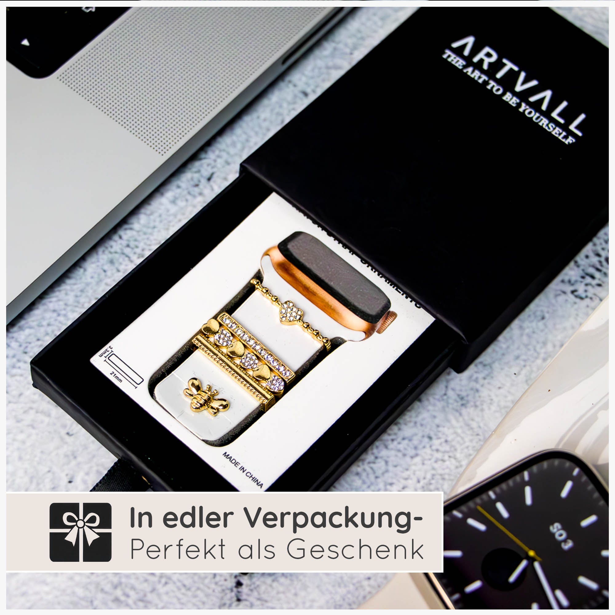 Apple Watch Charms Set verschiebbar Metall Anhänger Schmuckzubehör 