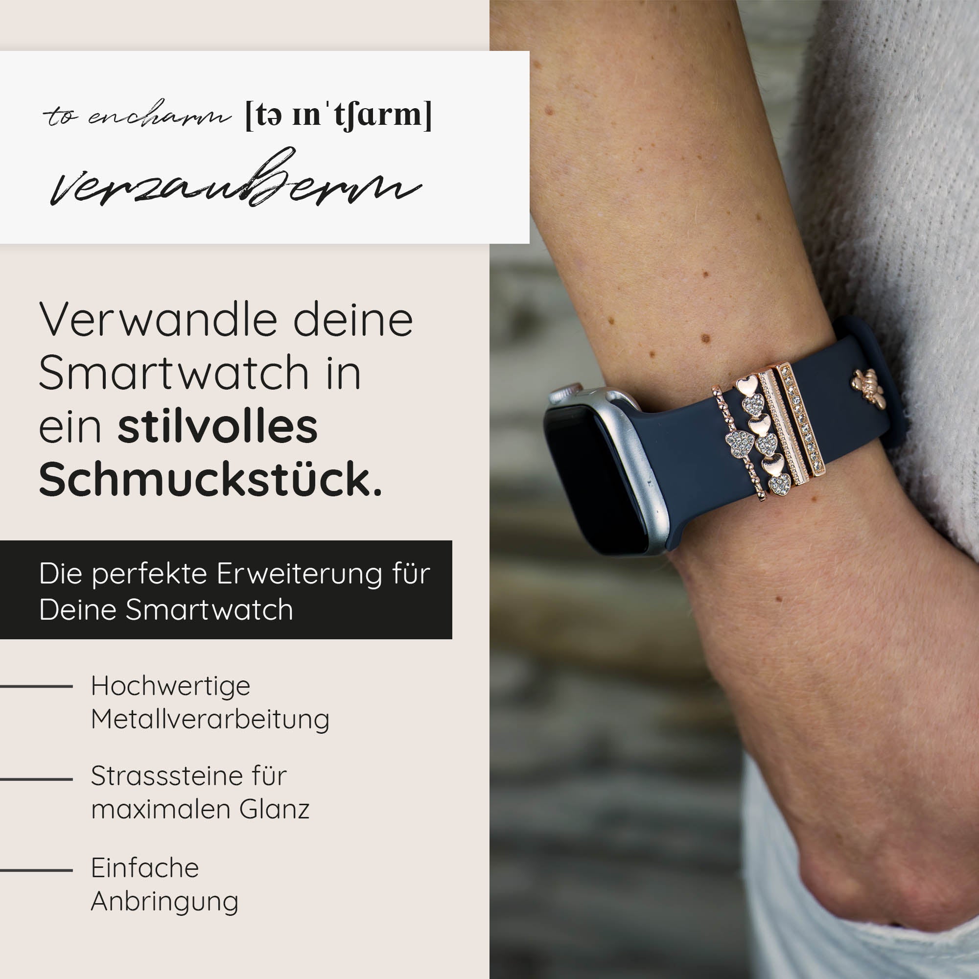 Apple Watch Charms Set verschiebbar Metall Anhänger Schmuckzubehör 