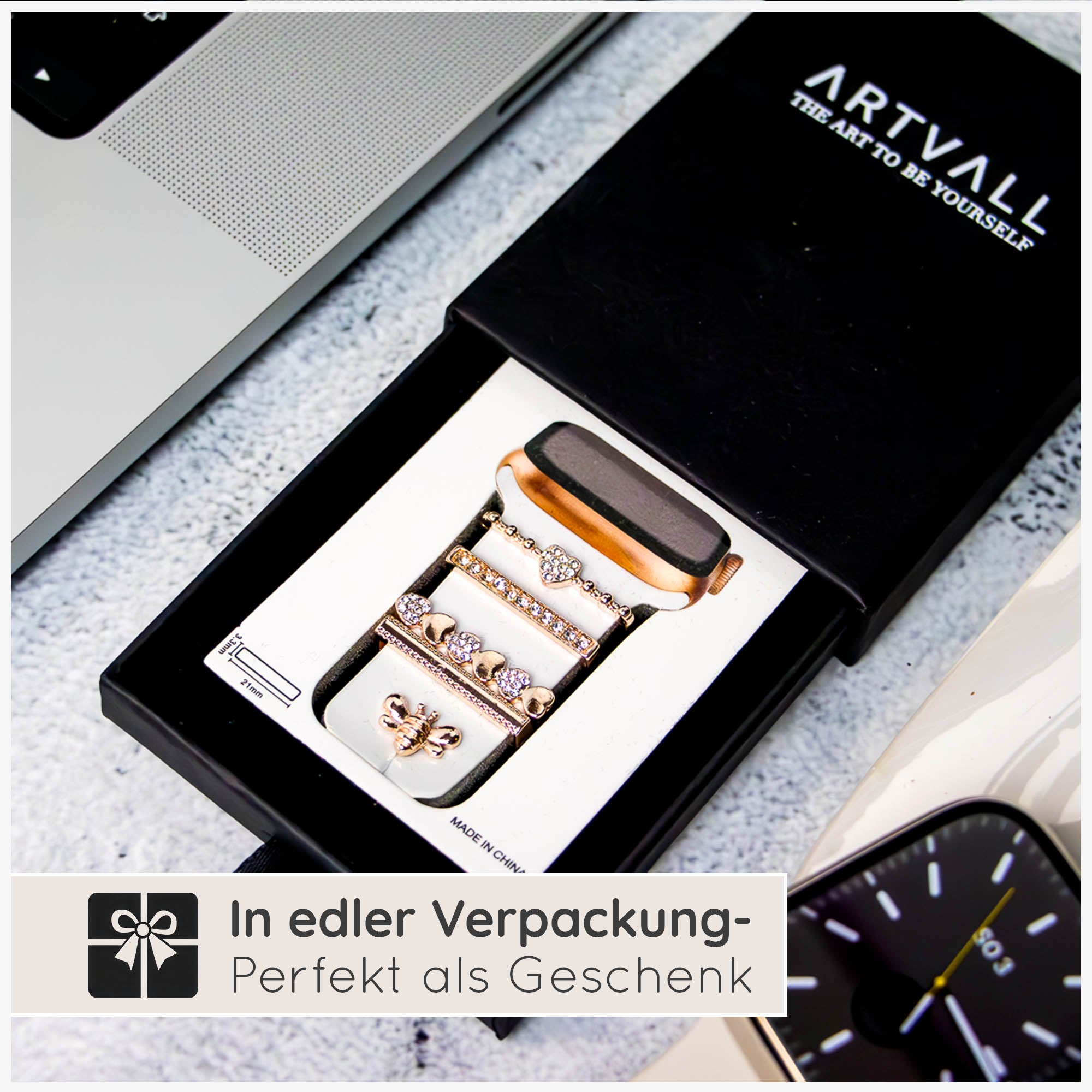 Apple Watch Charms Set verschiebbar Metall Anhänger Schmuckzubehör 