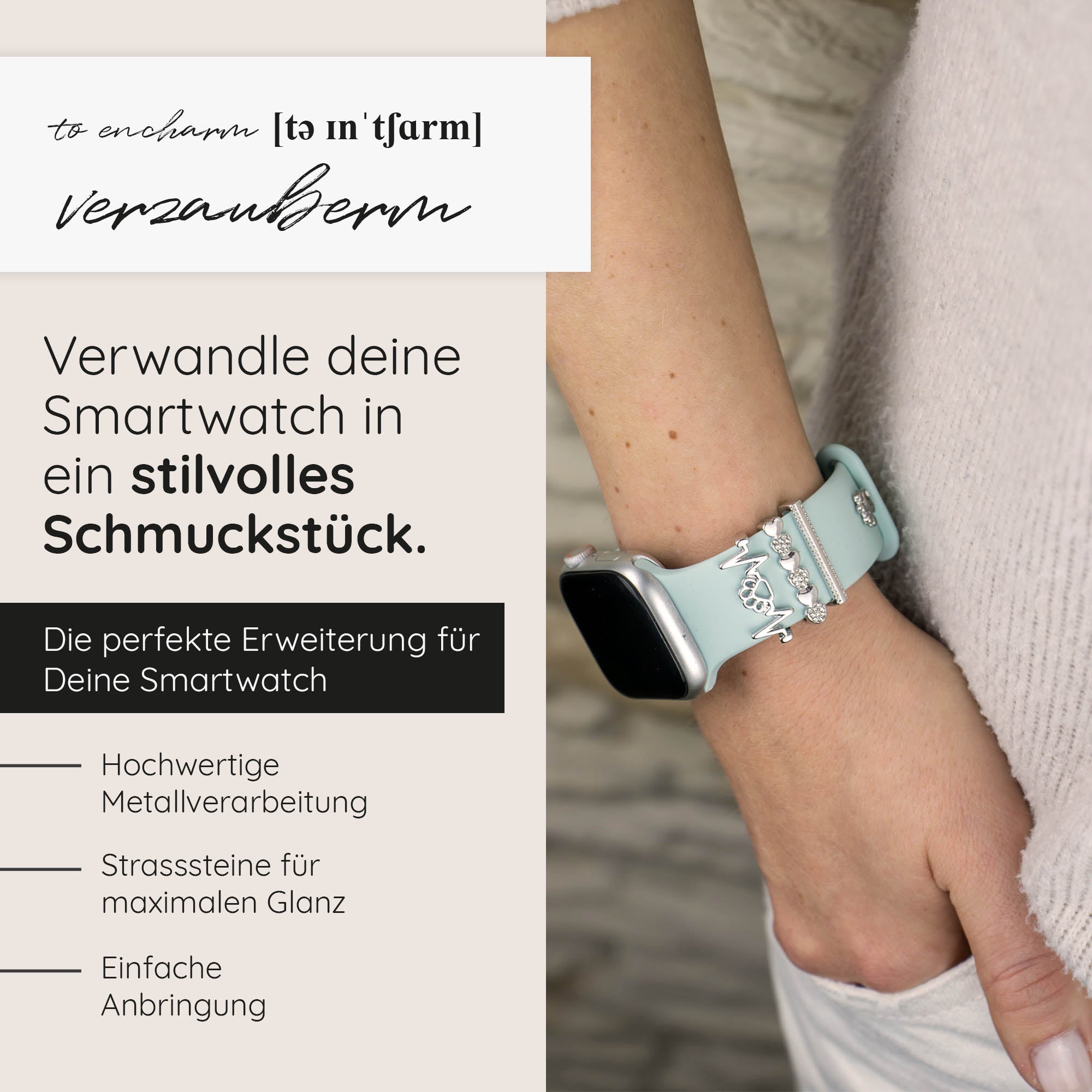 Apple Watch Charms Set verschiebbar Metall Anhänger Schmuckzubehör 