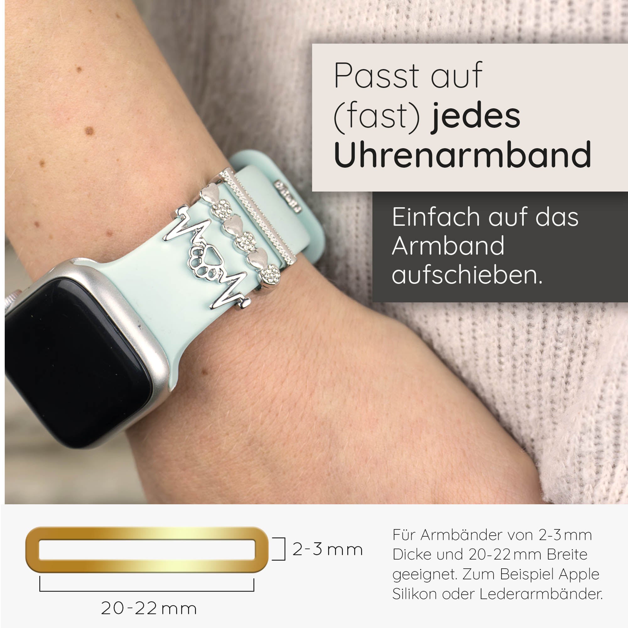 Apple Watch Charms Set verschiebbar Metall Anhänger Schmuckzubehör 