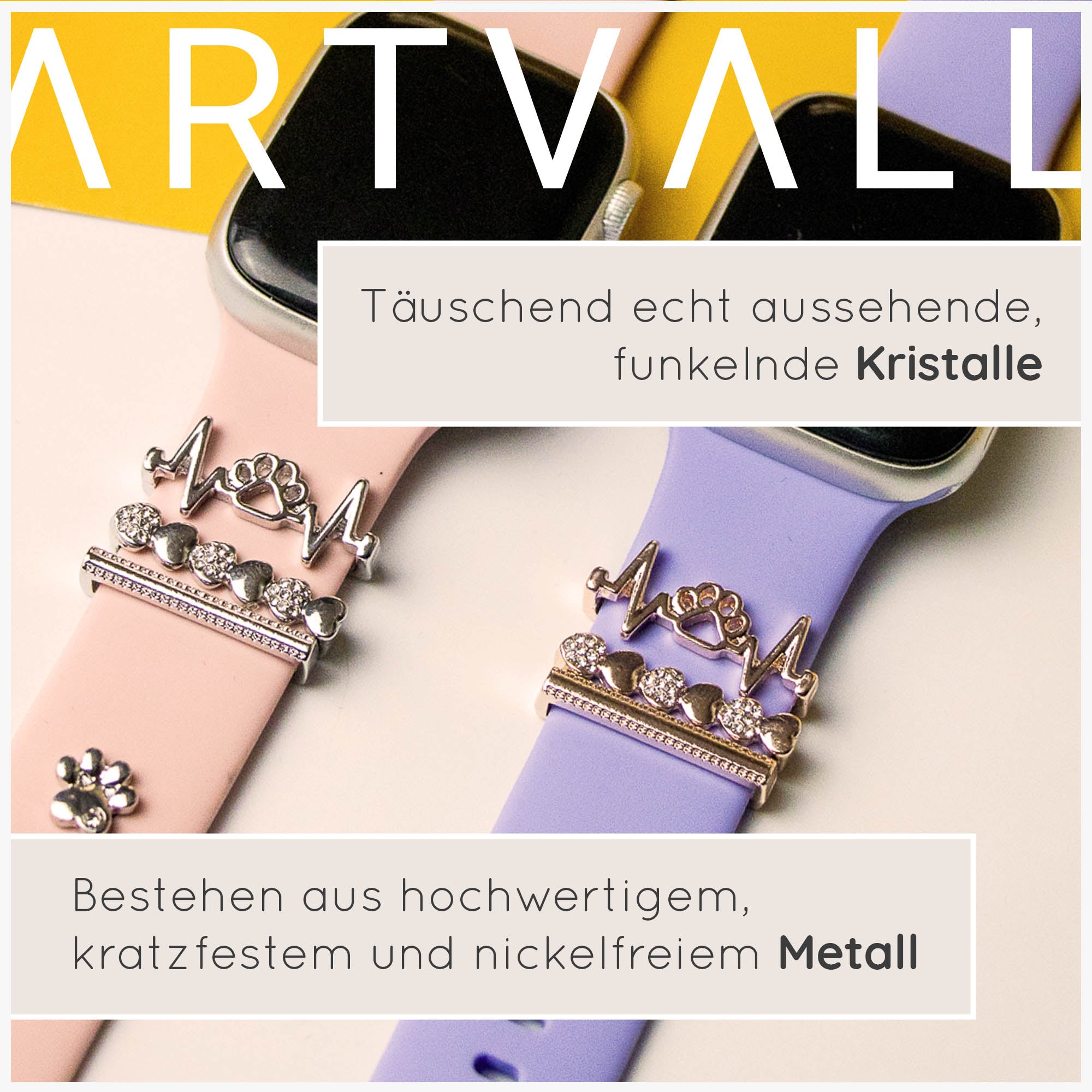 Apple Watch Charms Set verschiebbar Metall Anhänger Schmuckzubehör 