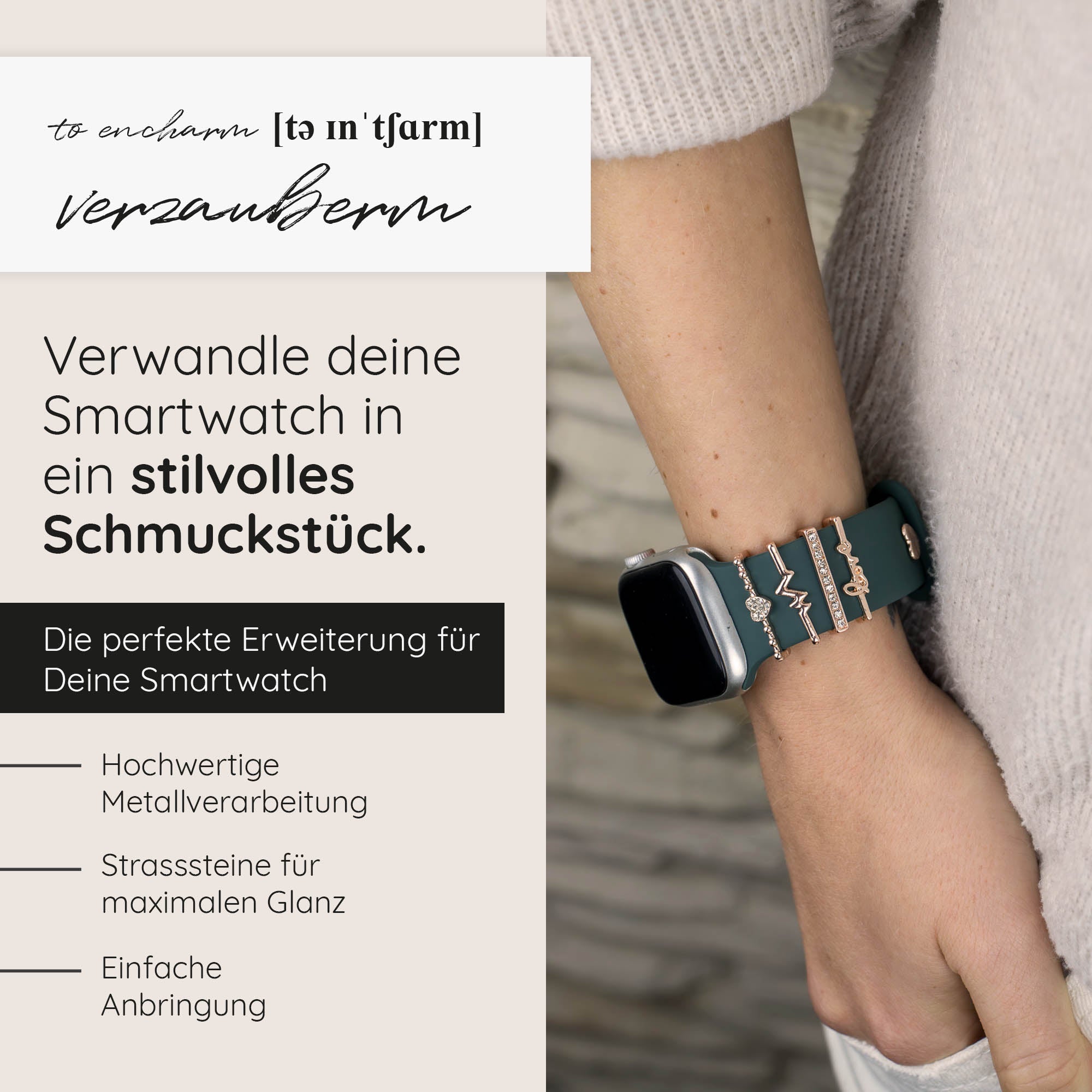 Apple Watch Charms Set verschiebbar Metall Anhänger Schmuckzubehör 