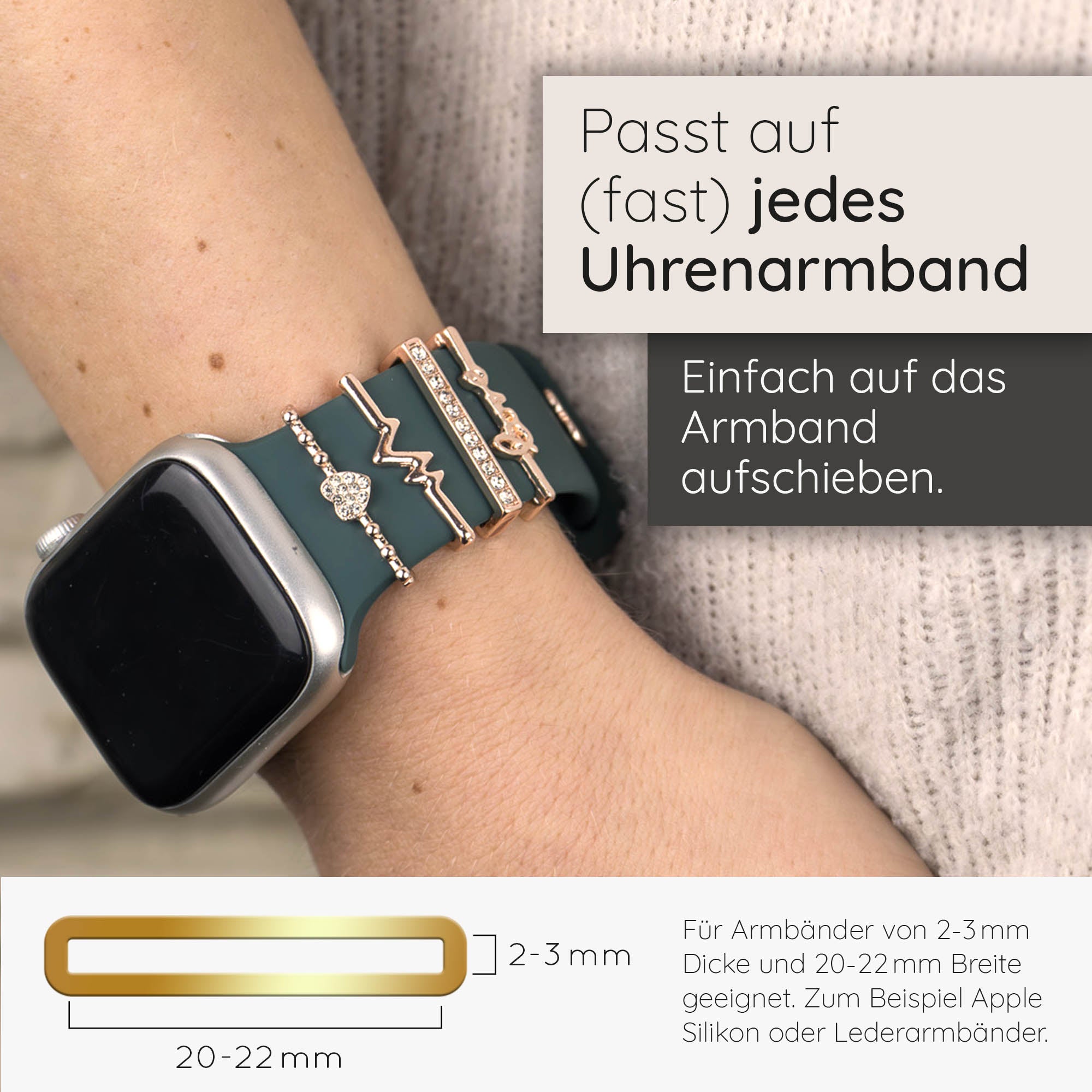 Apple Watch Charms Set verschiebbar Metall Anhänger Schmuckzubehör 