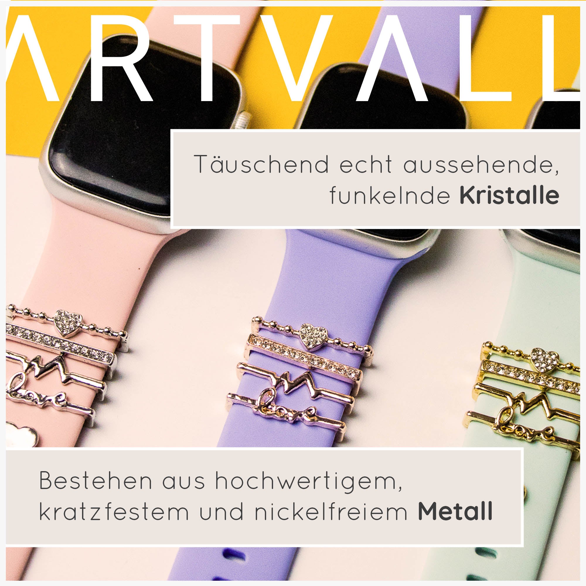 Apple Watch Charms Set verschiebbar Metall Anhänger Schmuckzubehör 