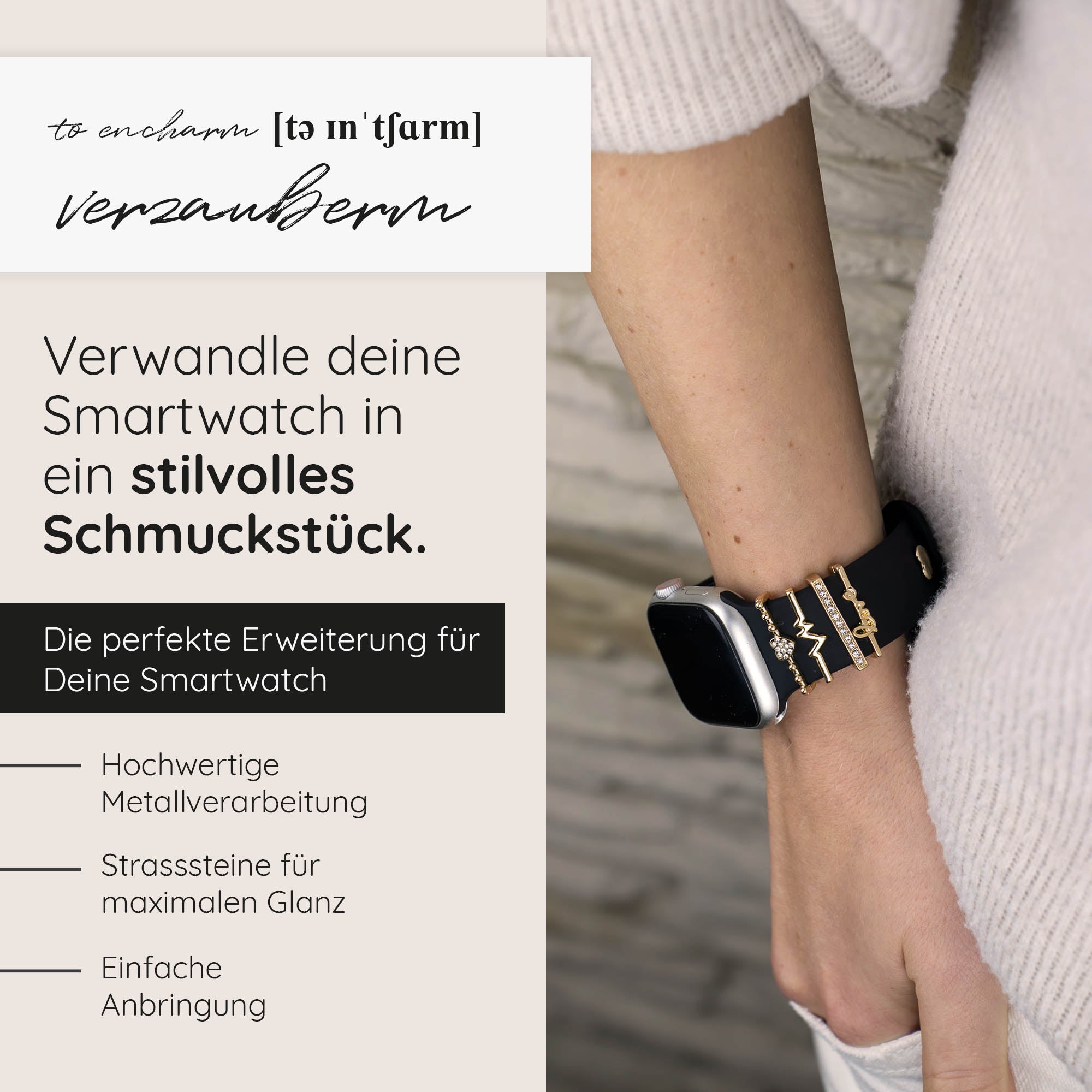 Apple Watch Charms Set verschiebbar Metall Anhänger Schmuckzubehör 