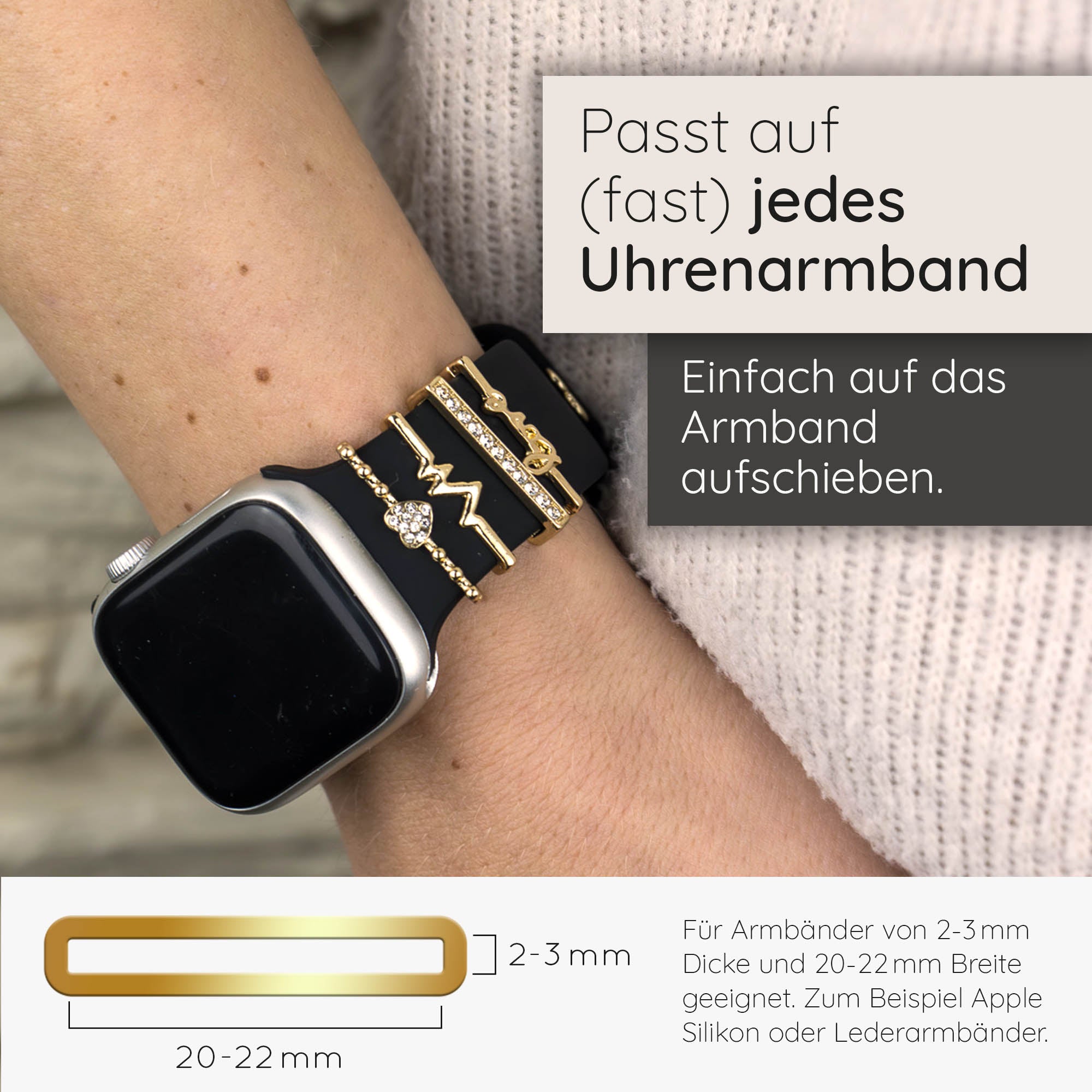Apple Watch Charms Set verschiebbar Metall Anhänger Schmuckzubehör 