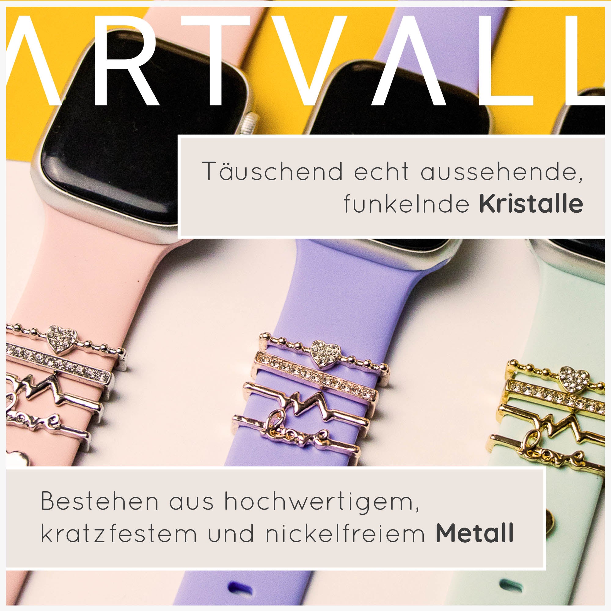 Apple Watch Charms Set verschiebbar Metall Anhänger Schmuckzubehör 