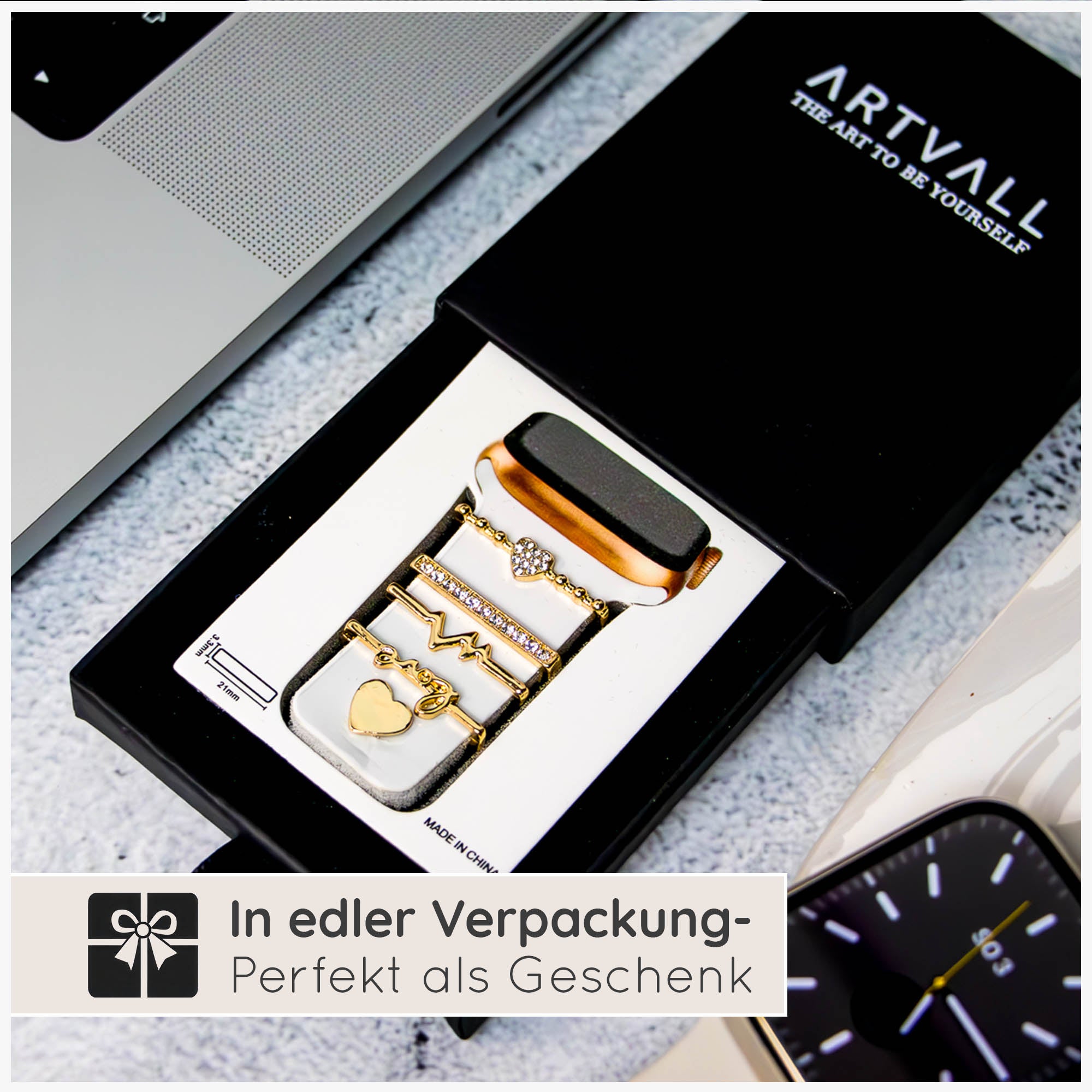 Apple Watch Charms Set verschiebbar Metall Anhänger Schmuckzubehör 