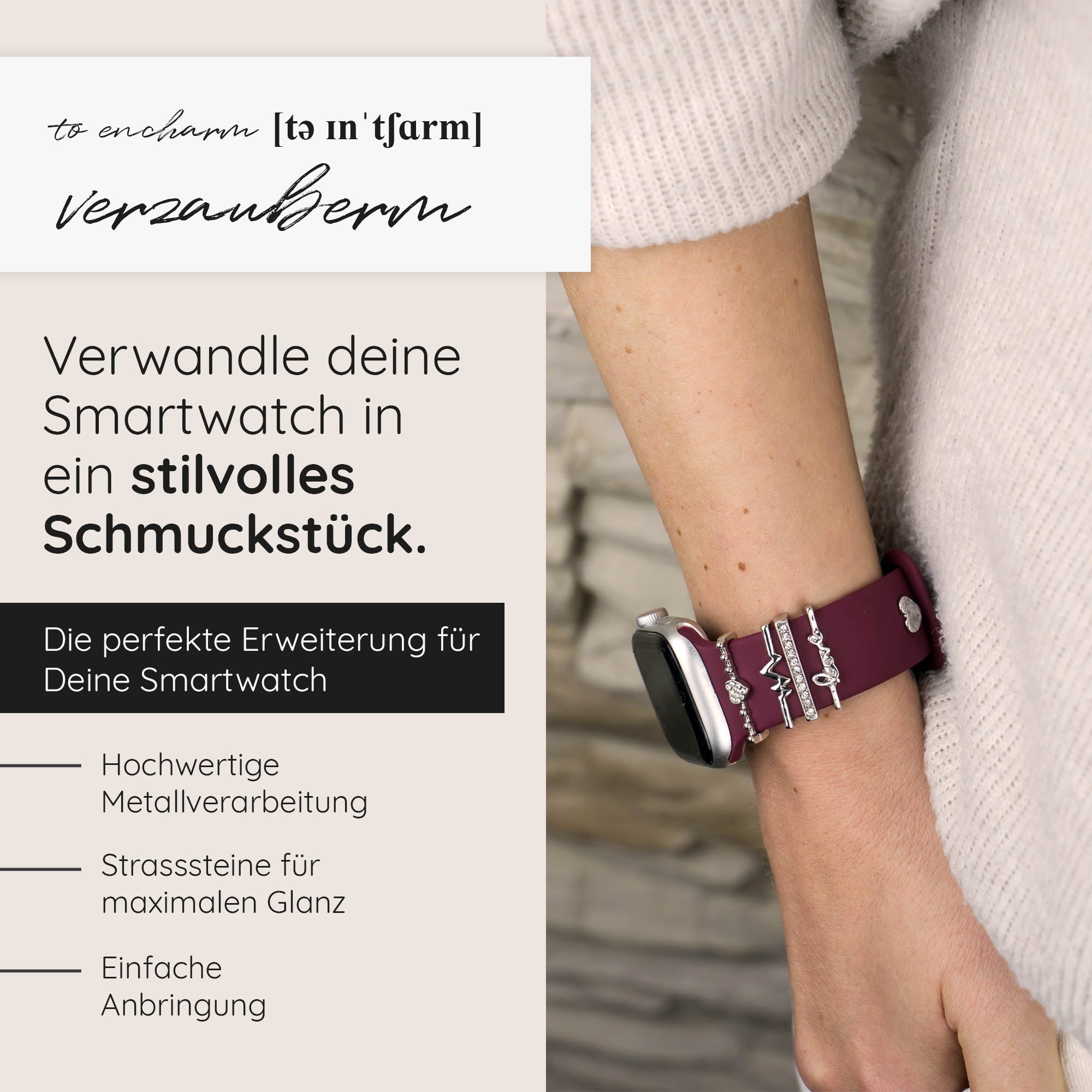 Apple Watch Charms Set verschiebbar Metall Anhänger Schmuckzubehör 