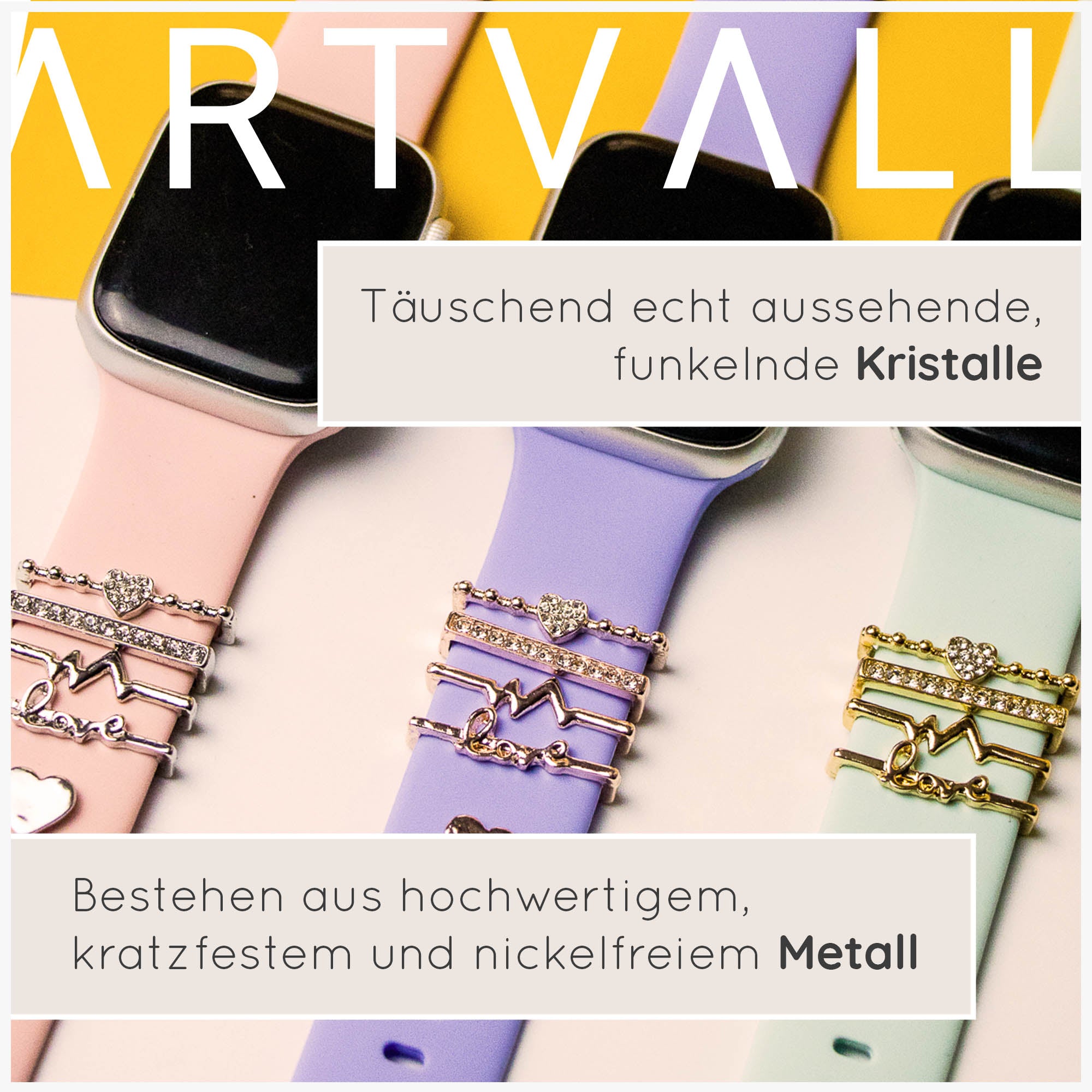 Apple Watch Charms Set verschiebbar Metall Anhänger Schmuckzubehör 