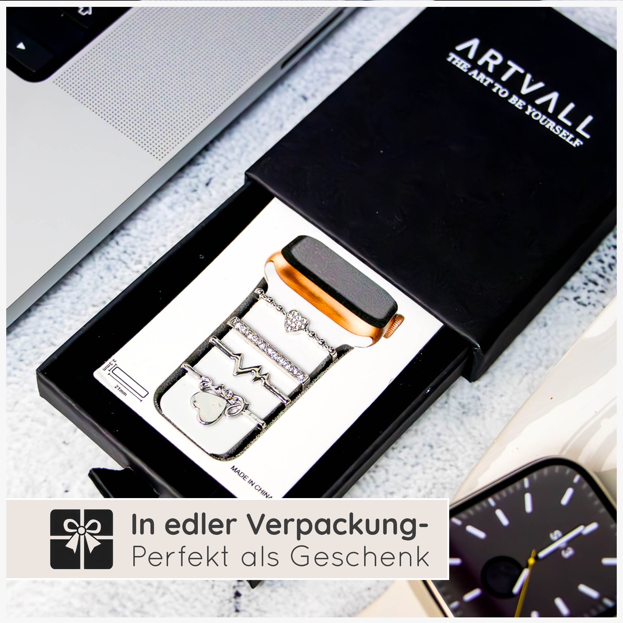 Apple Watch Charms Set verschiebbar Metall Anhänger Schmuckzubehör 