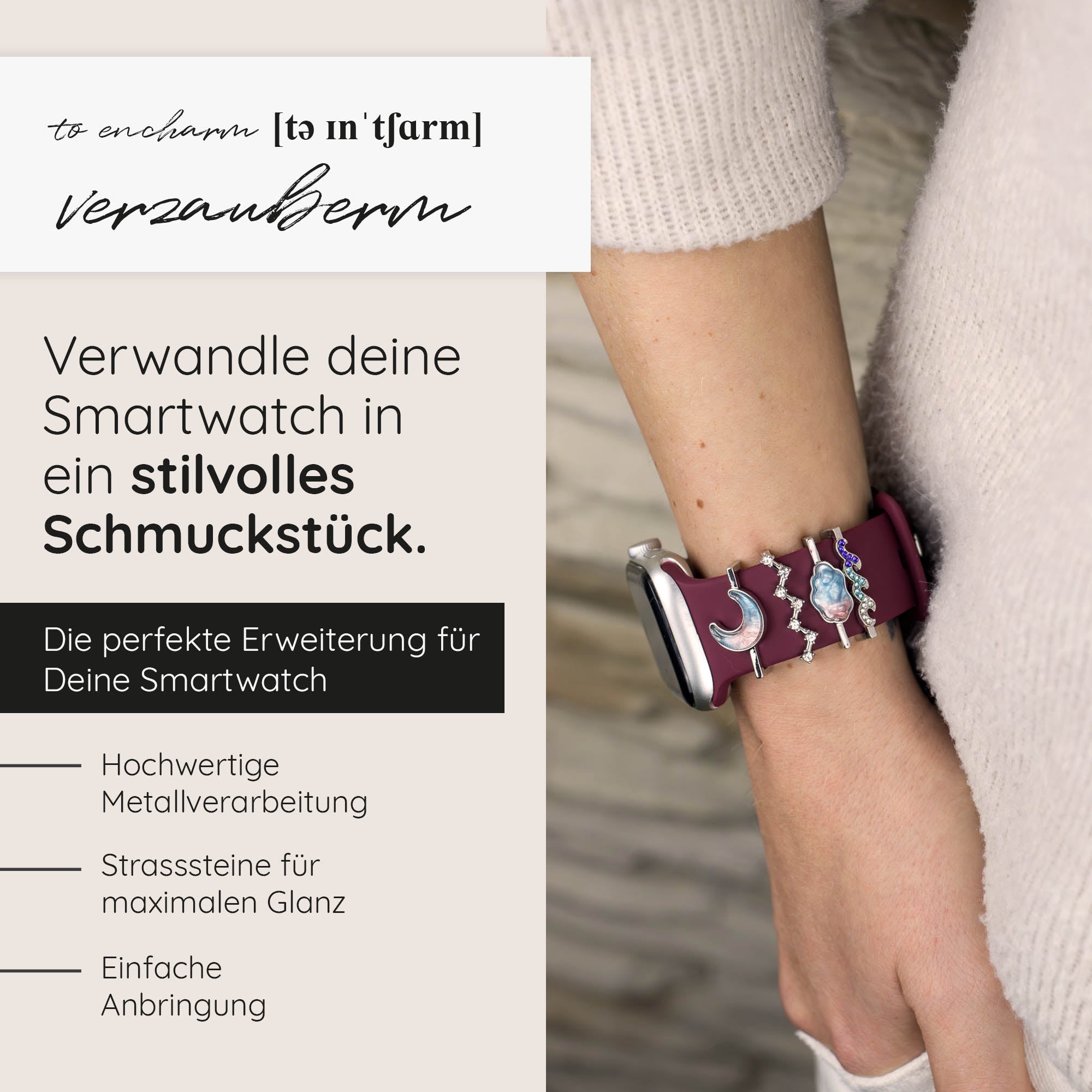 Apple Watch Charms Set verschiebbar Metall Anhänger Schmuckzubehör 