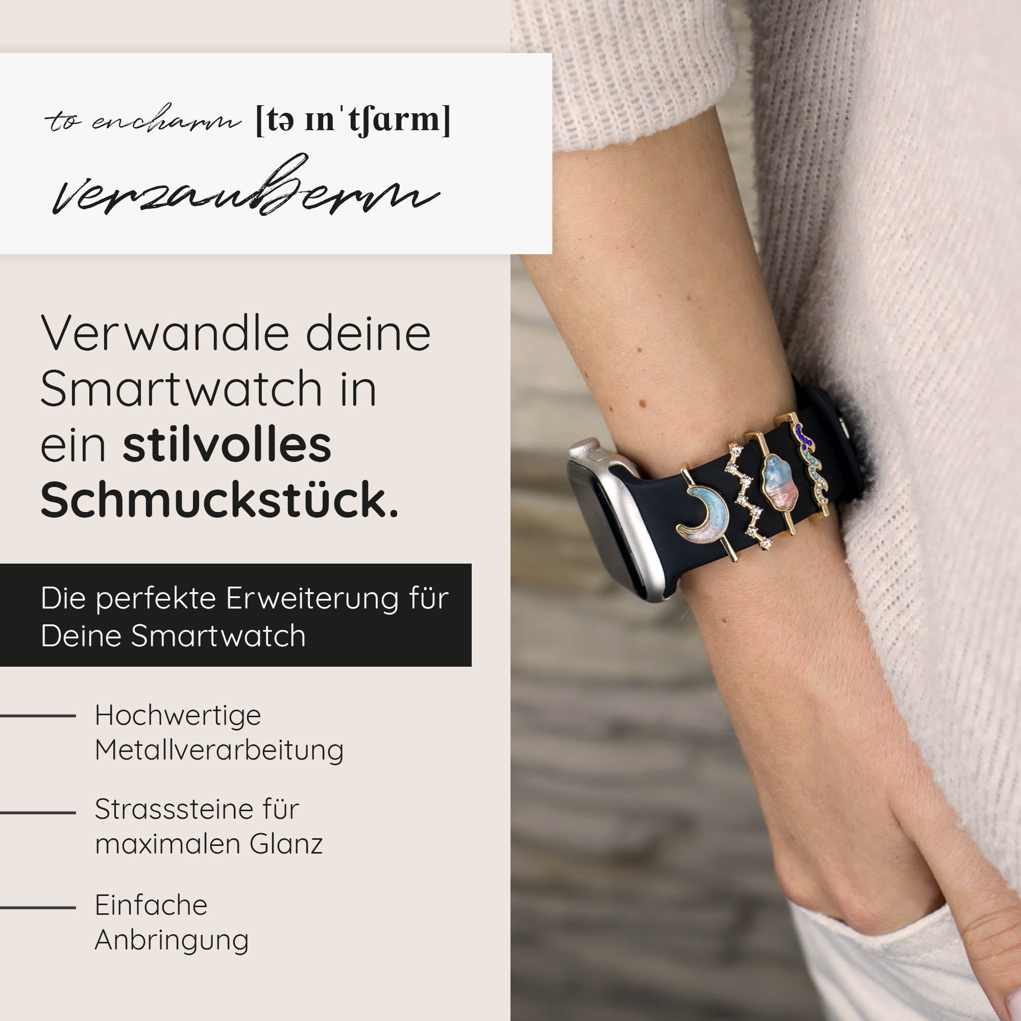 Apple Watch Charms Set verschiebbar Metall Anhänger Schmuckzubehör 
