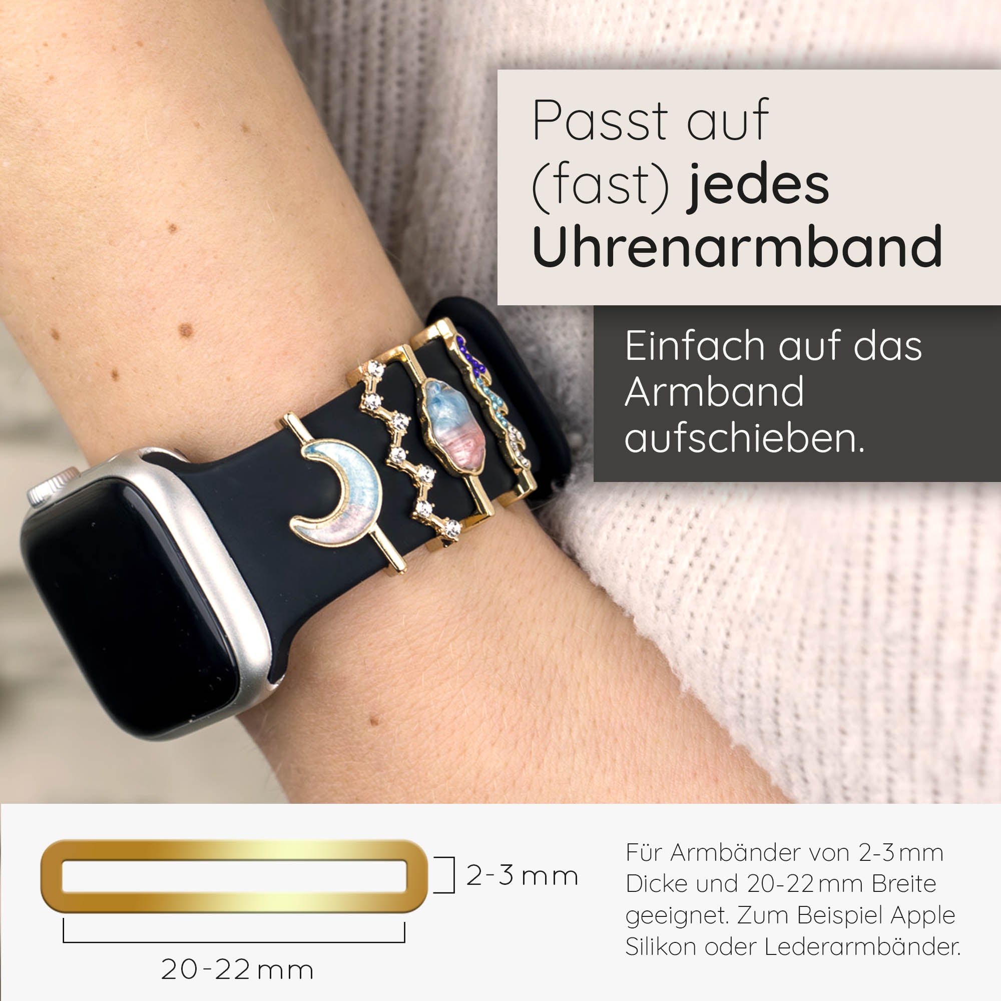 Apple Watch Charms Set verschiebbar Metall Anhänger Schmuckzubehör 